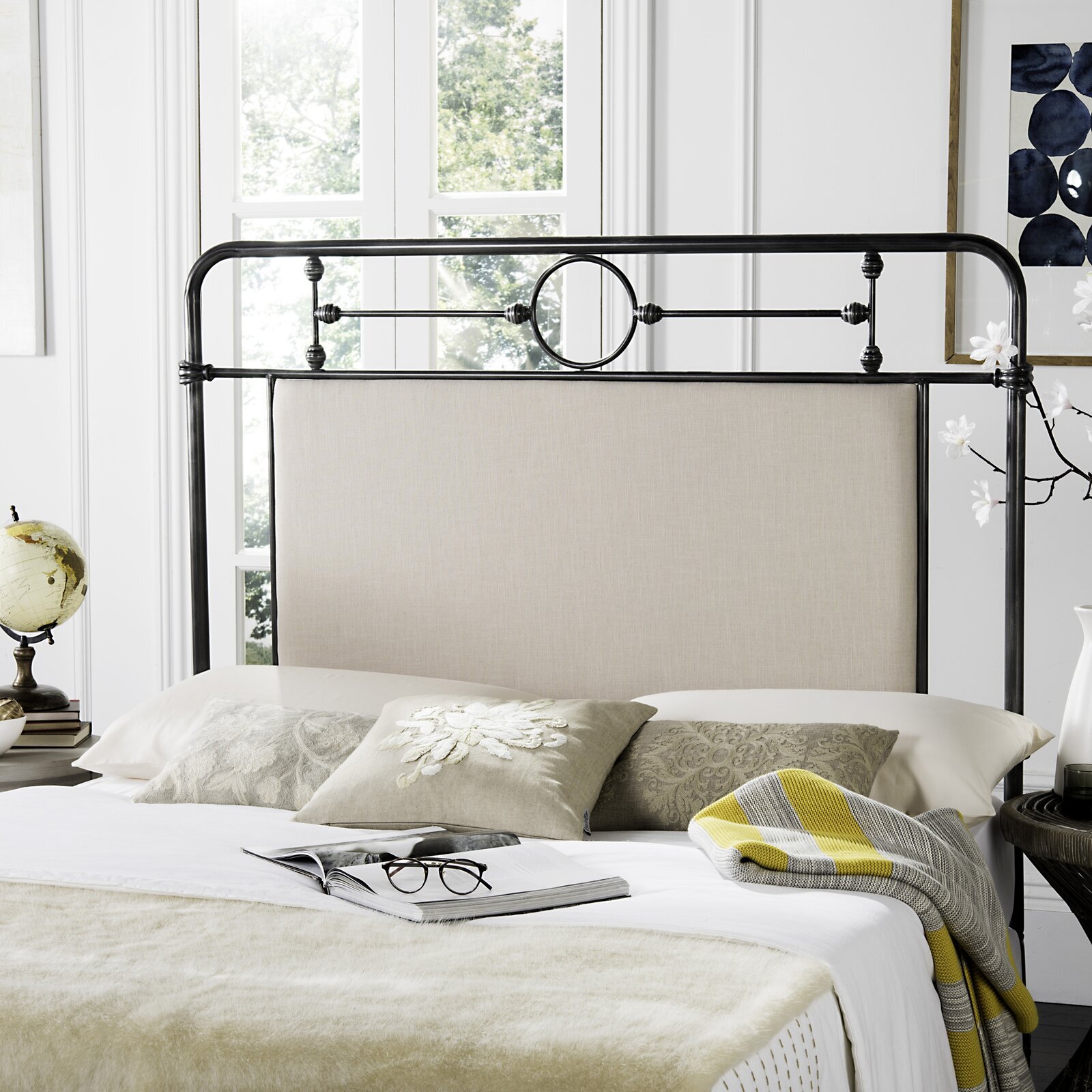 Upholstered Iron Queen Headboard