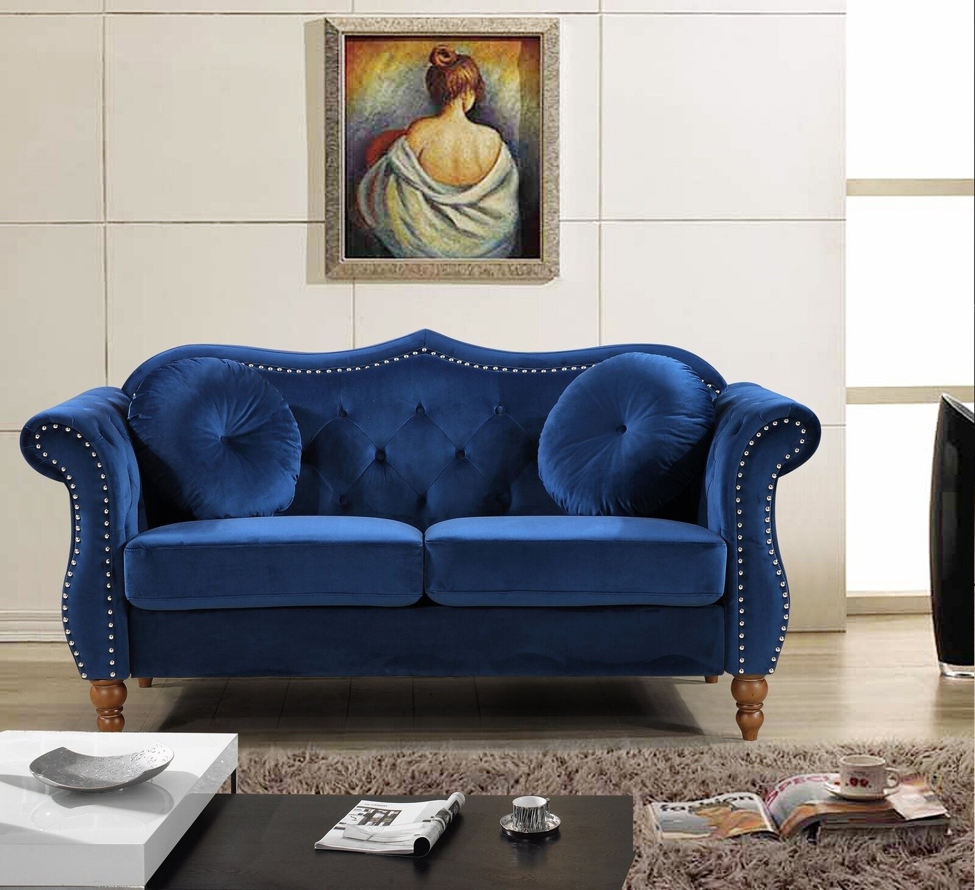 Velvet Chesterfield Loveseat