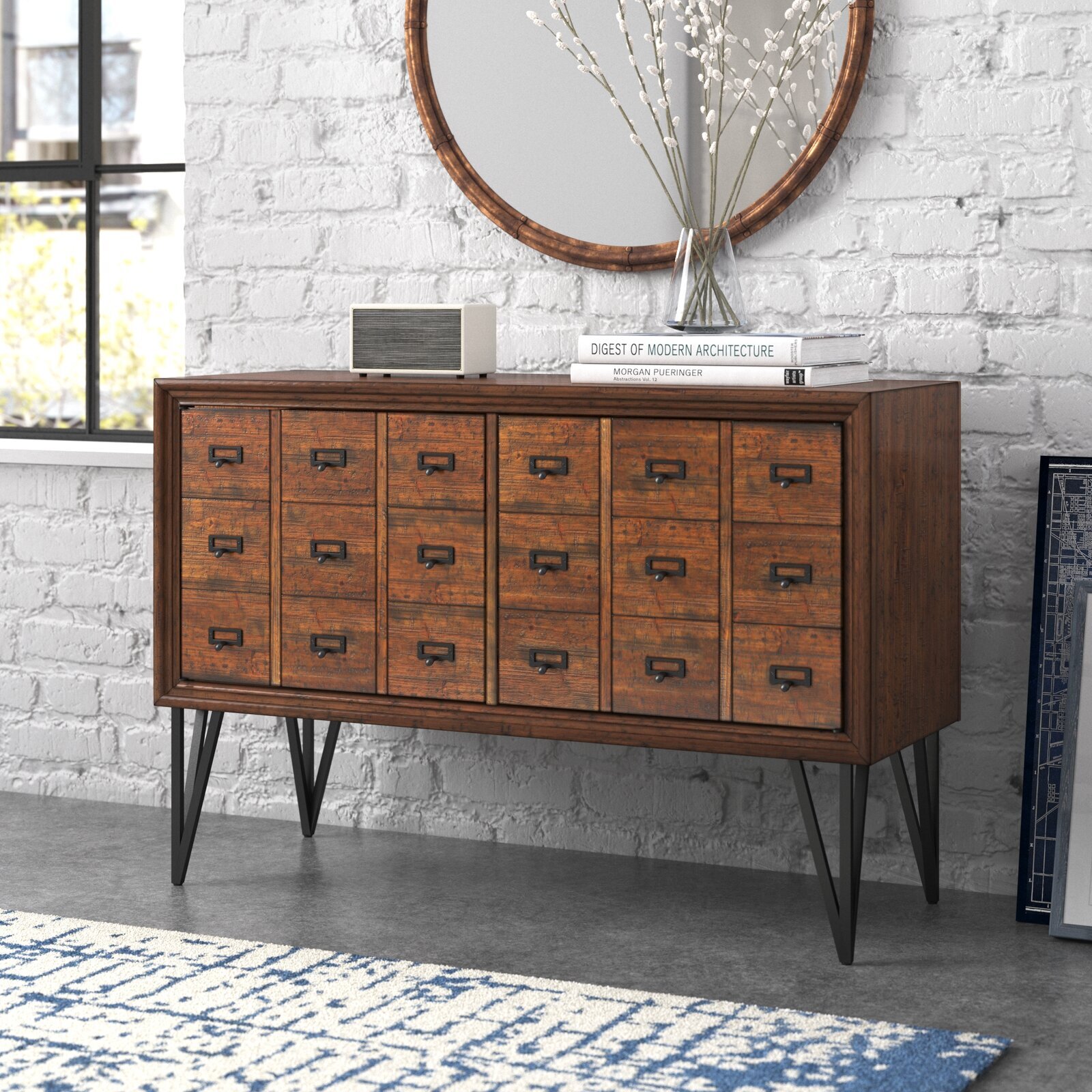 Versatile wooden cabinet with lots of drawers