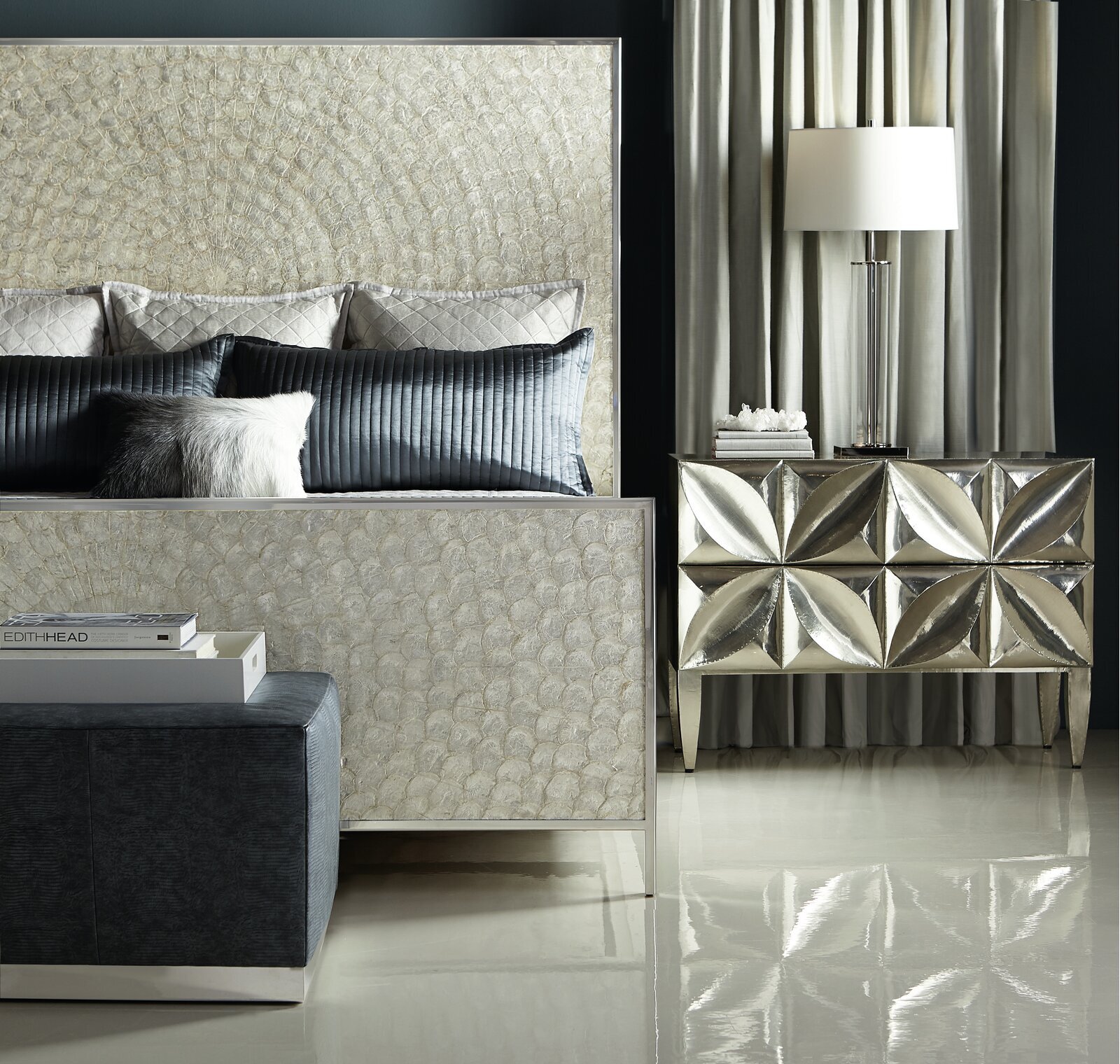 Vintage art deco bedroom furniture with swirls and stars