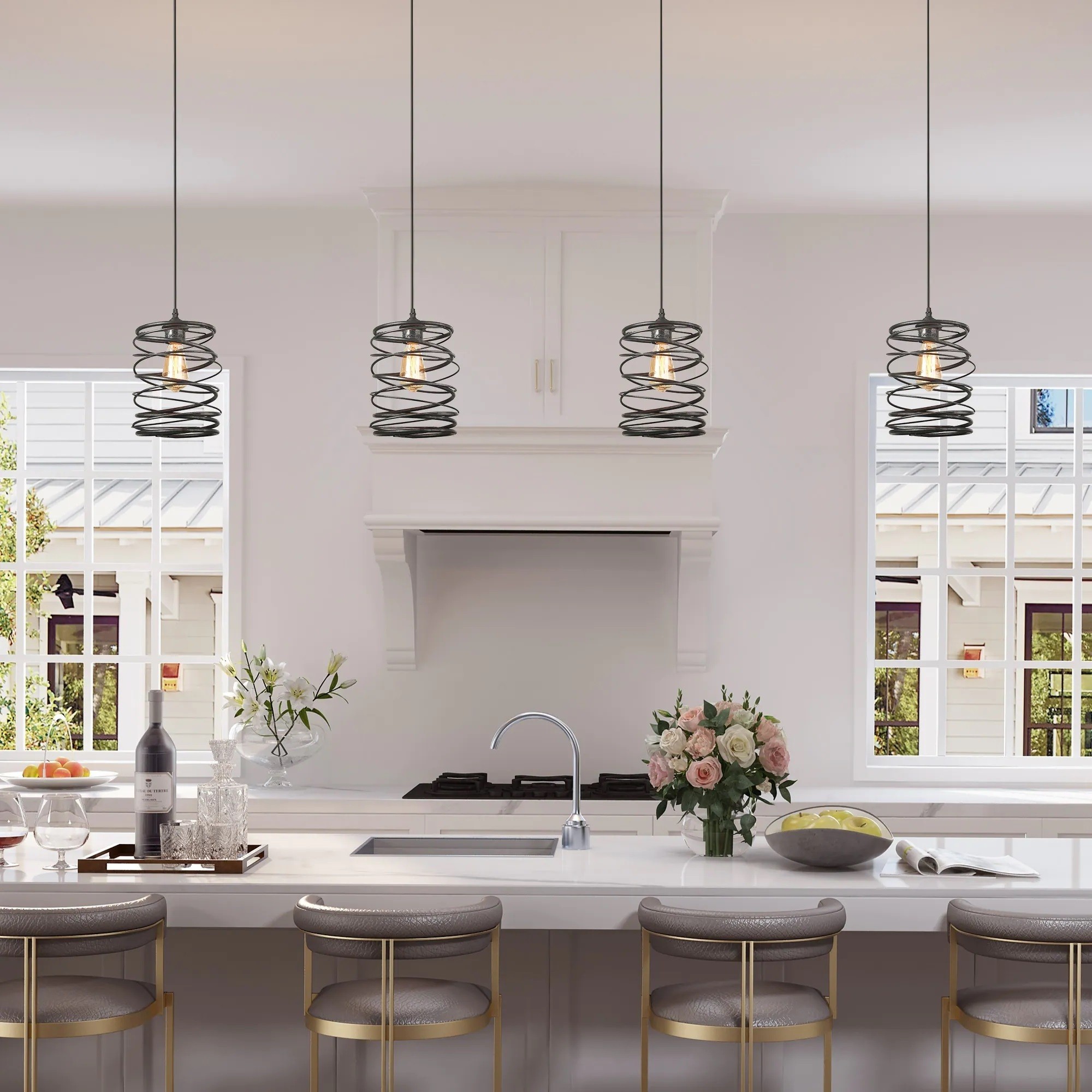 Vintage Spiral Kitchen Island Pendant Lights
