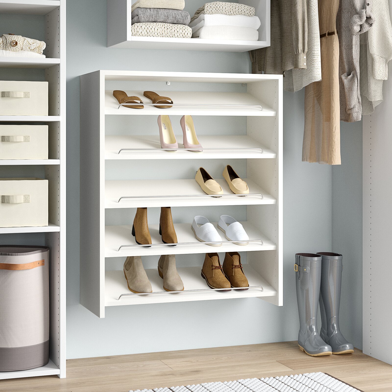 Wall mounted shoe storage
