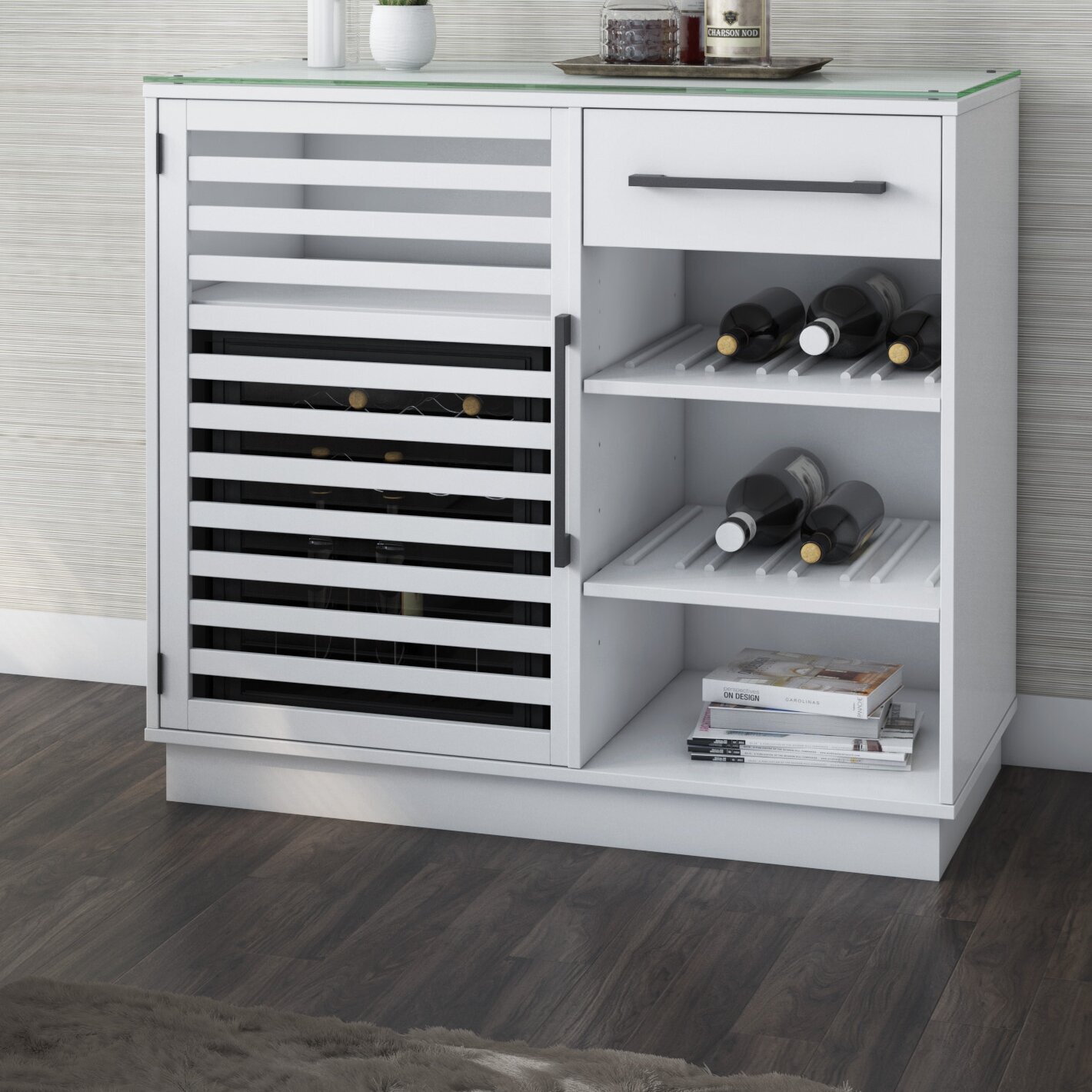 Whiskey cabinet ideas that include lots of shelving