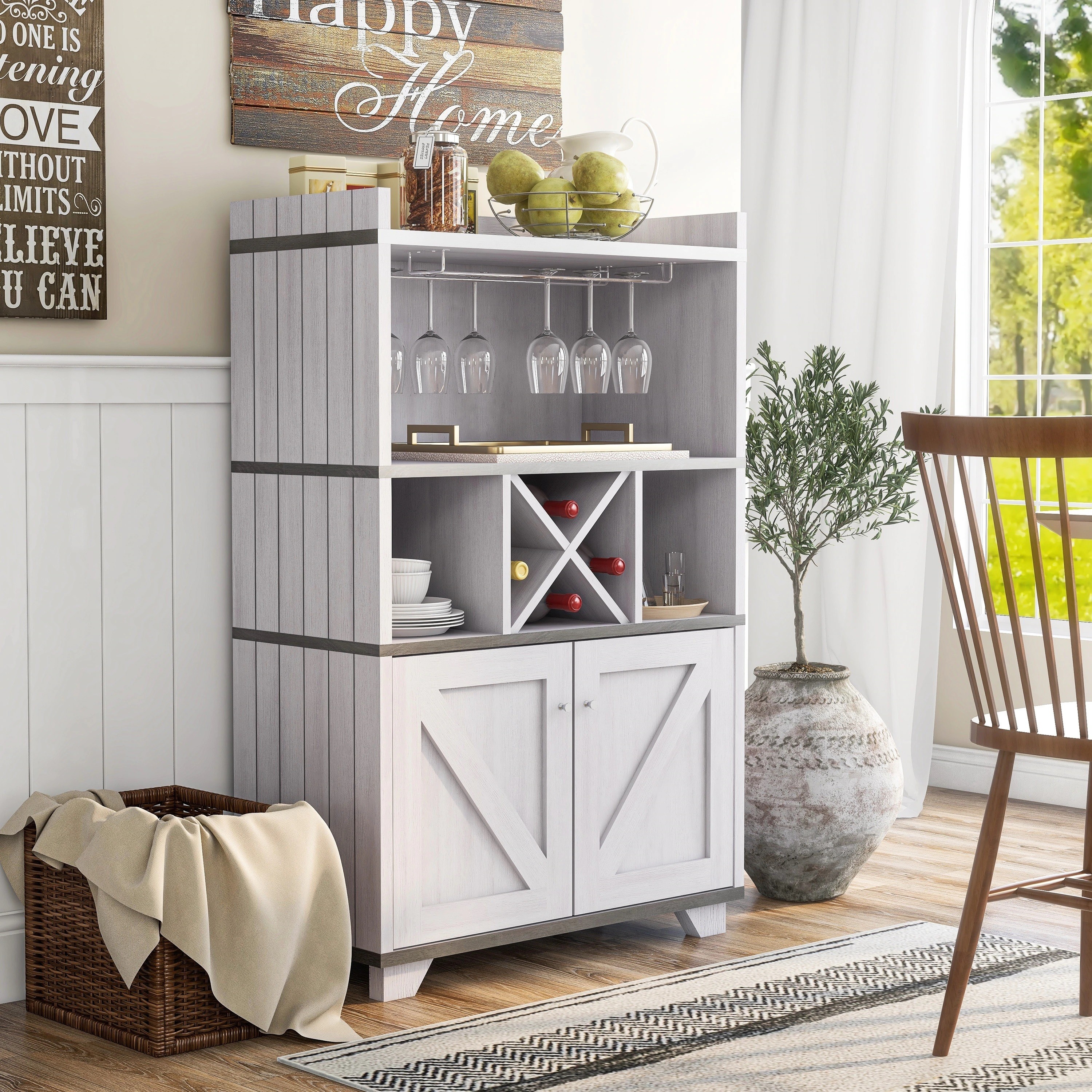 Whiskey cabinet with farmhouse appeal