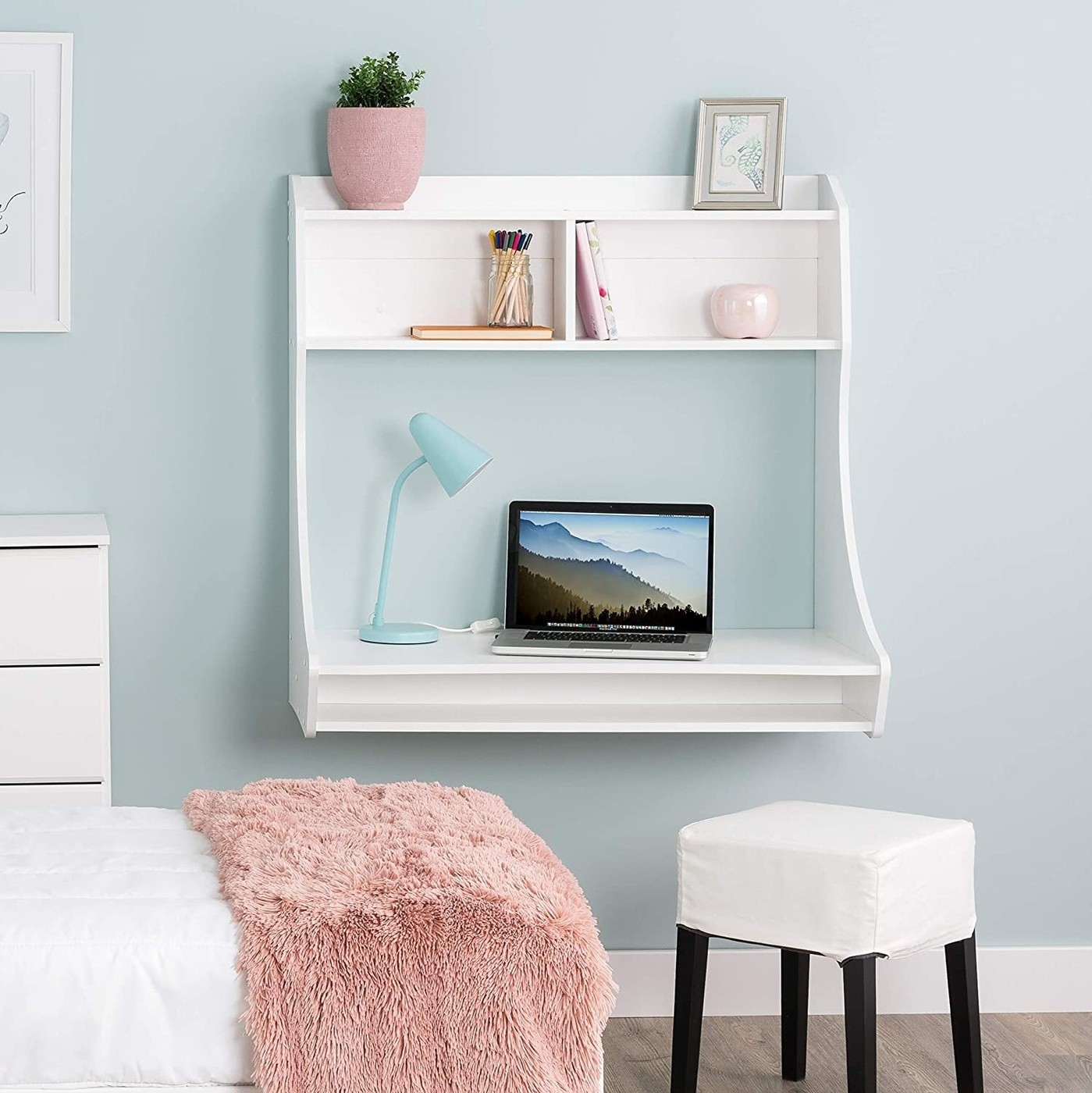 White Compact Hanging Desk