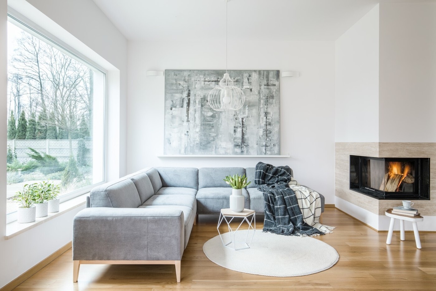 White interior of the living room