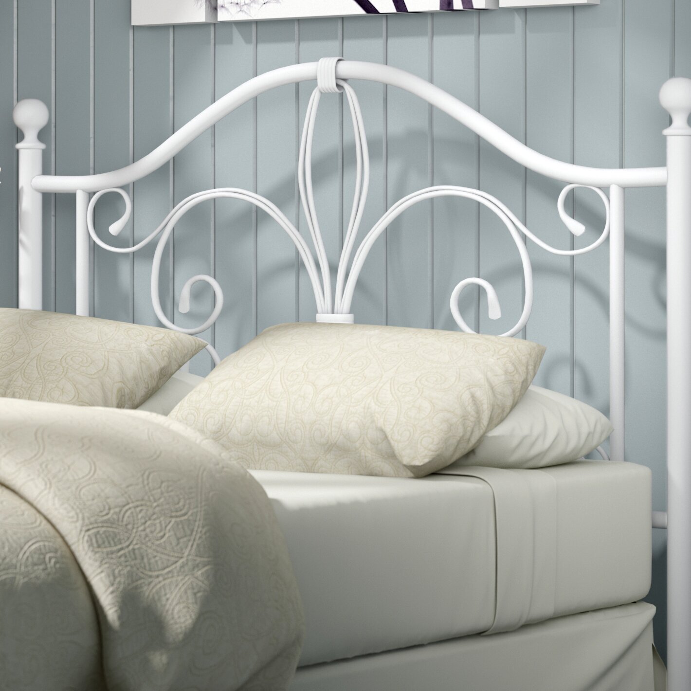 White Metal King Headboard