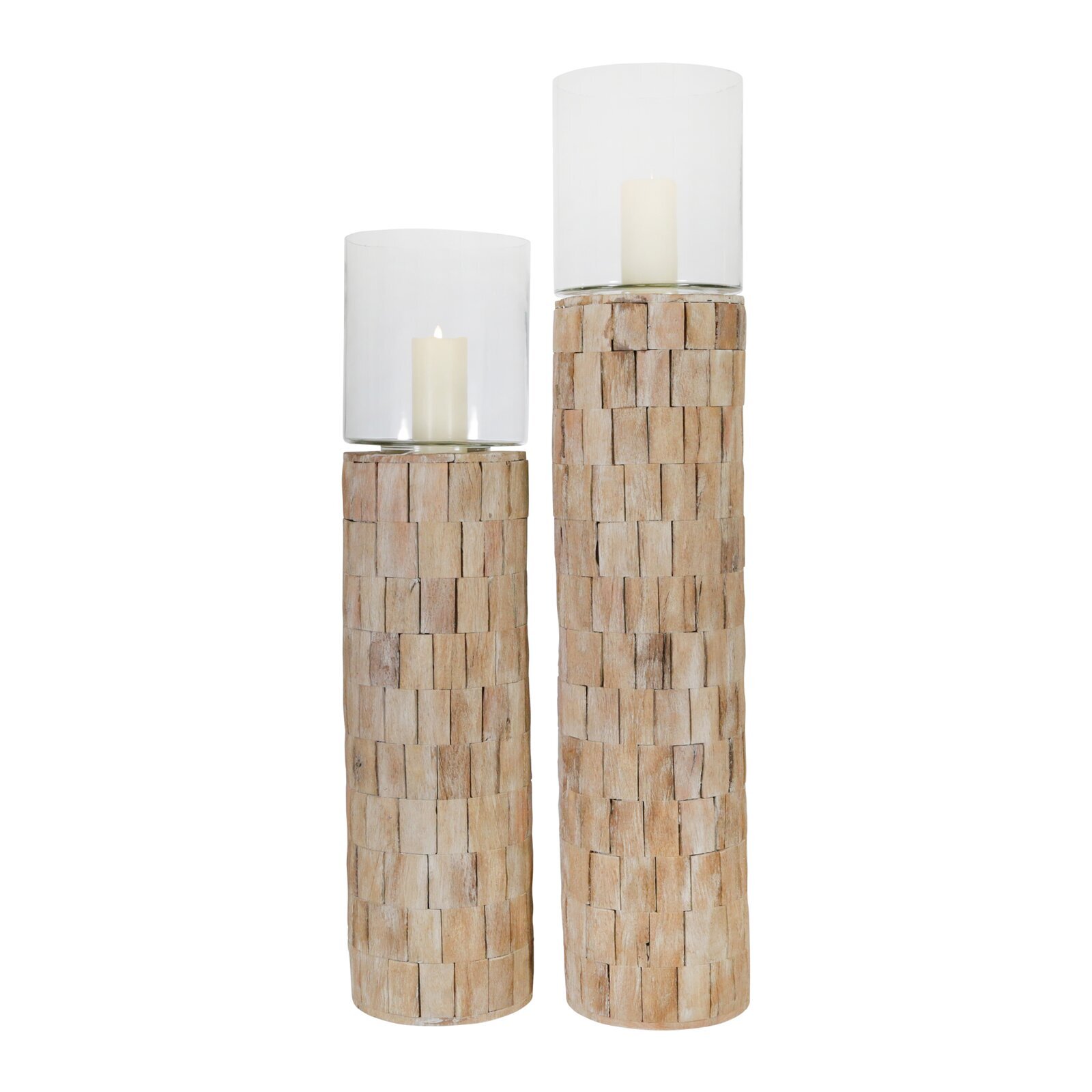 Wood and Glass Candle Holder