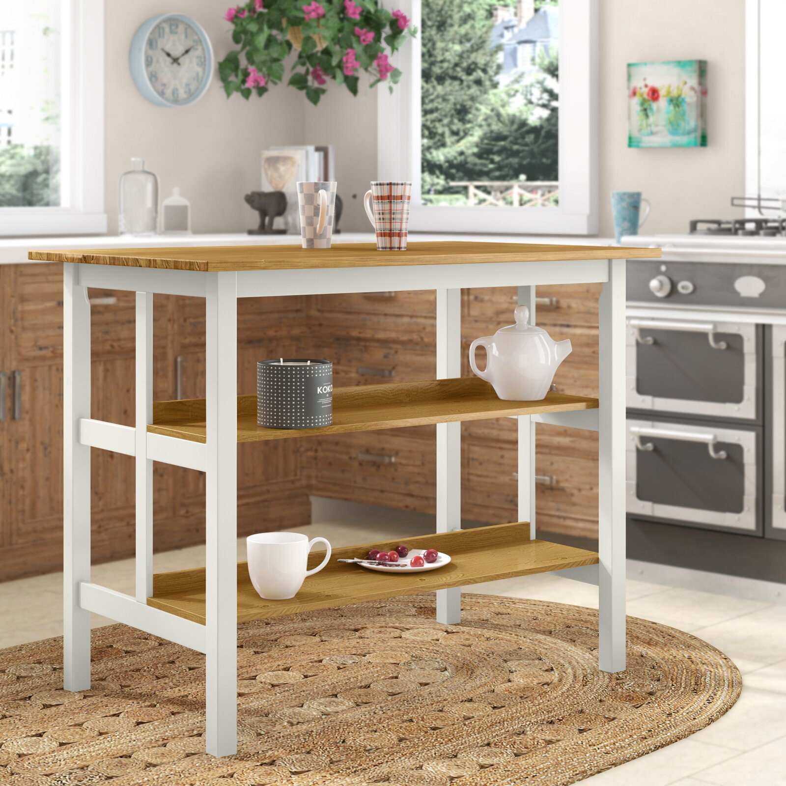 Wood prep table in two colors