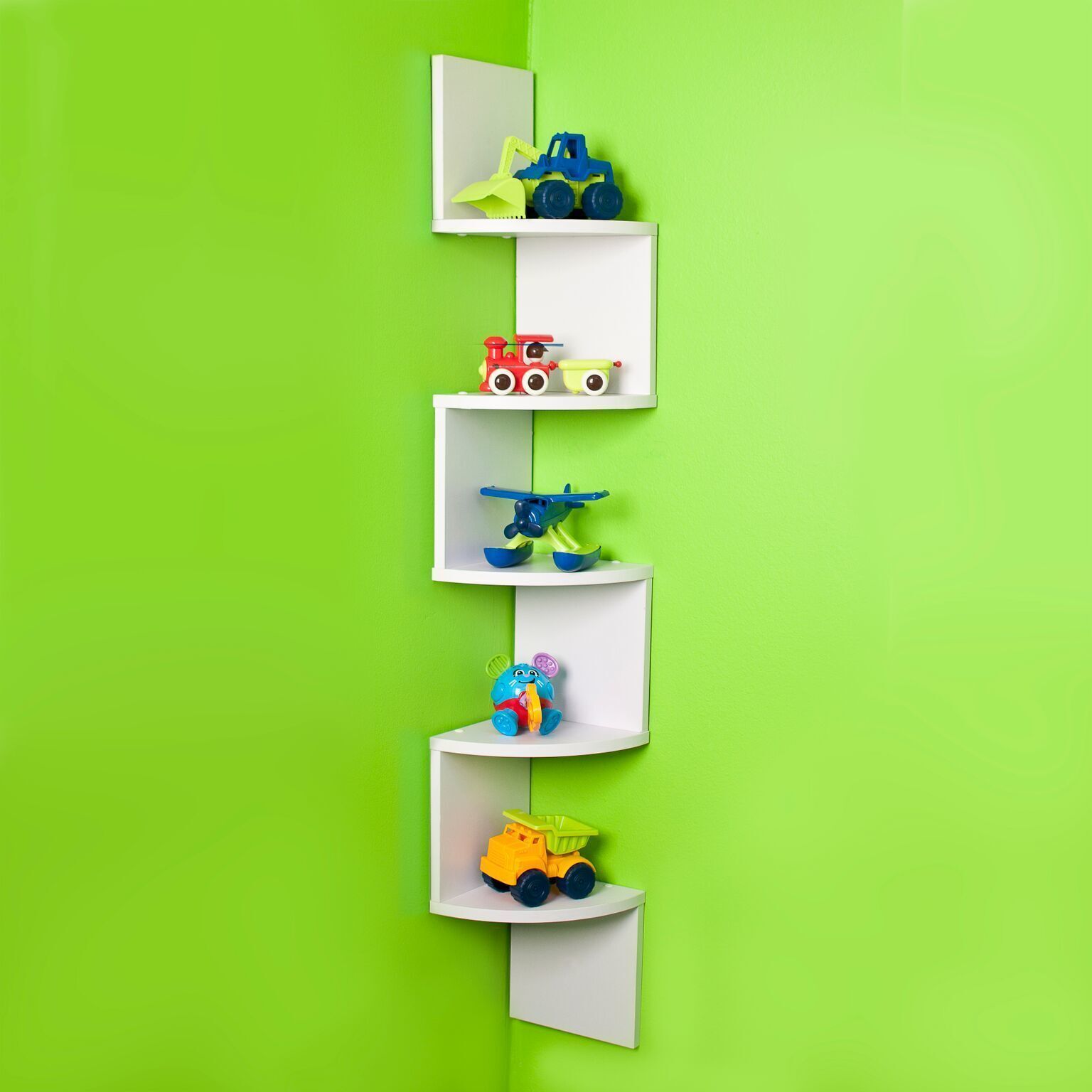 Wooden Corner Shelves With Zig Zag Design