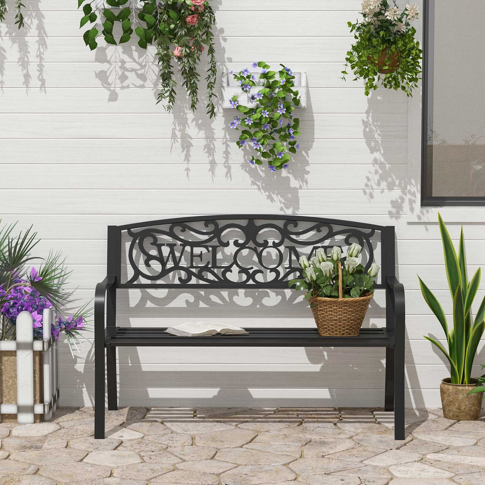 Wrought Iron Bench for a Front Garden or Porch