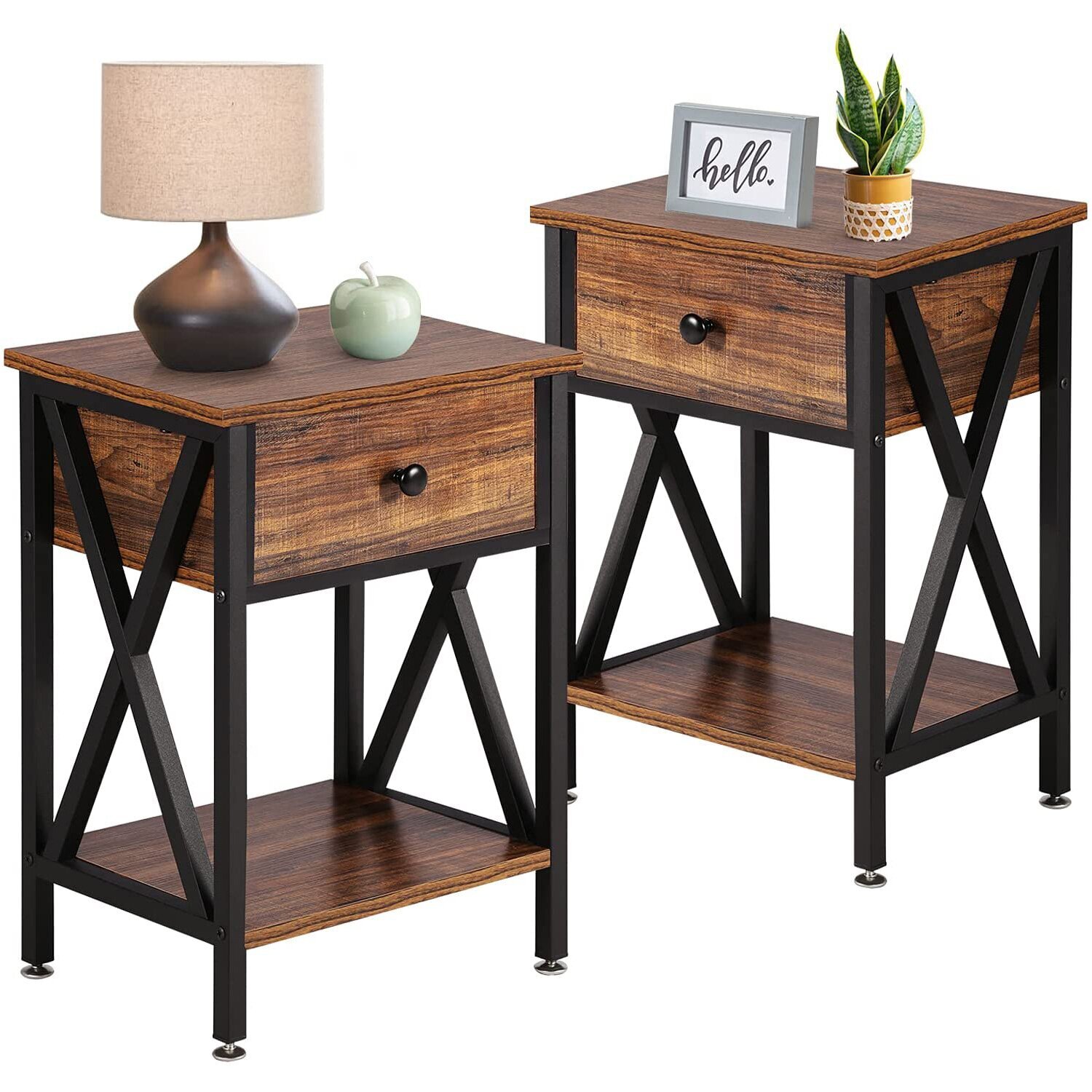 X framed farmhouse iron bedroom furniture   bedside cabinets
