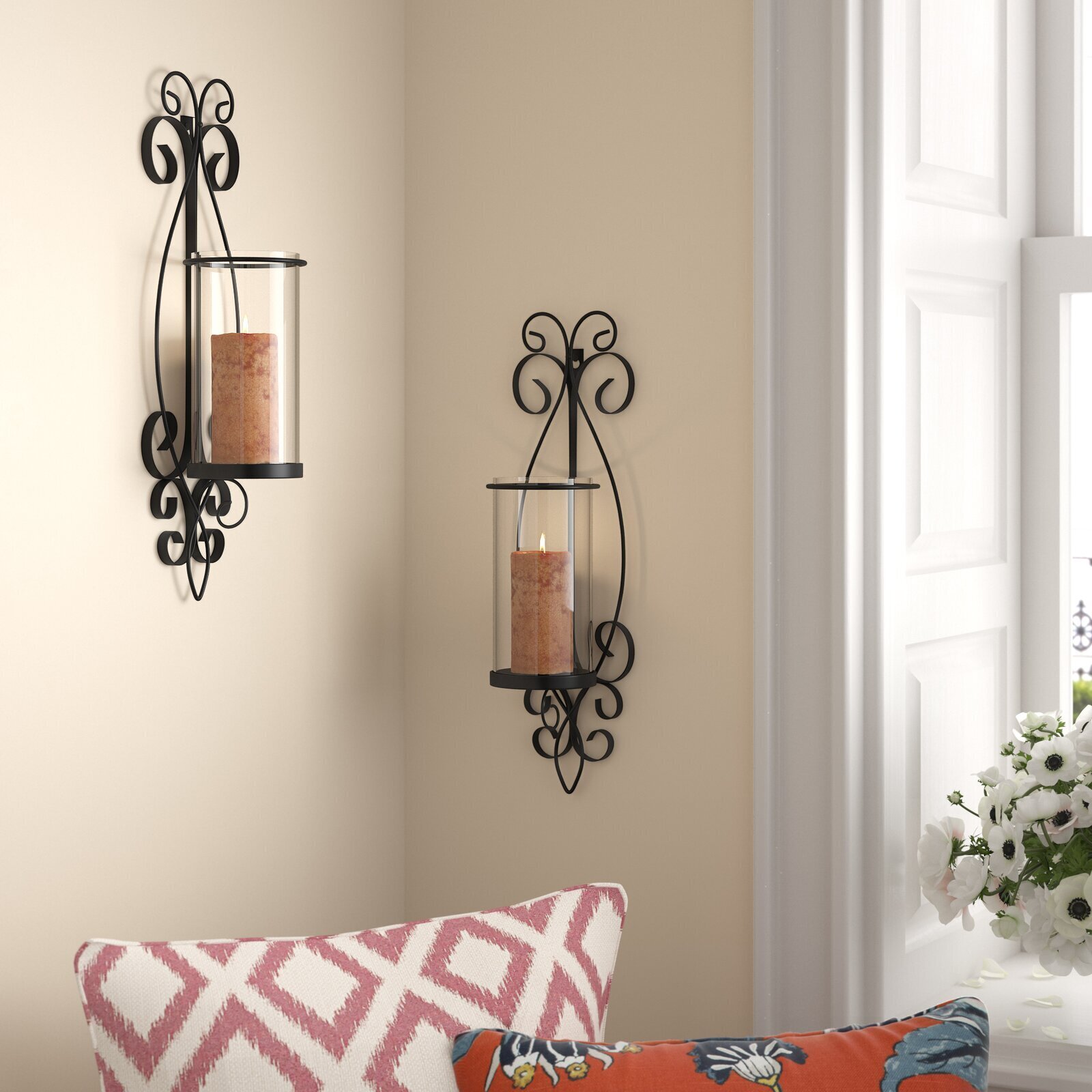 Wrought Iron Candle Wall Sconces