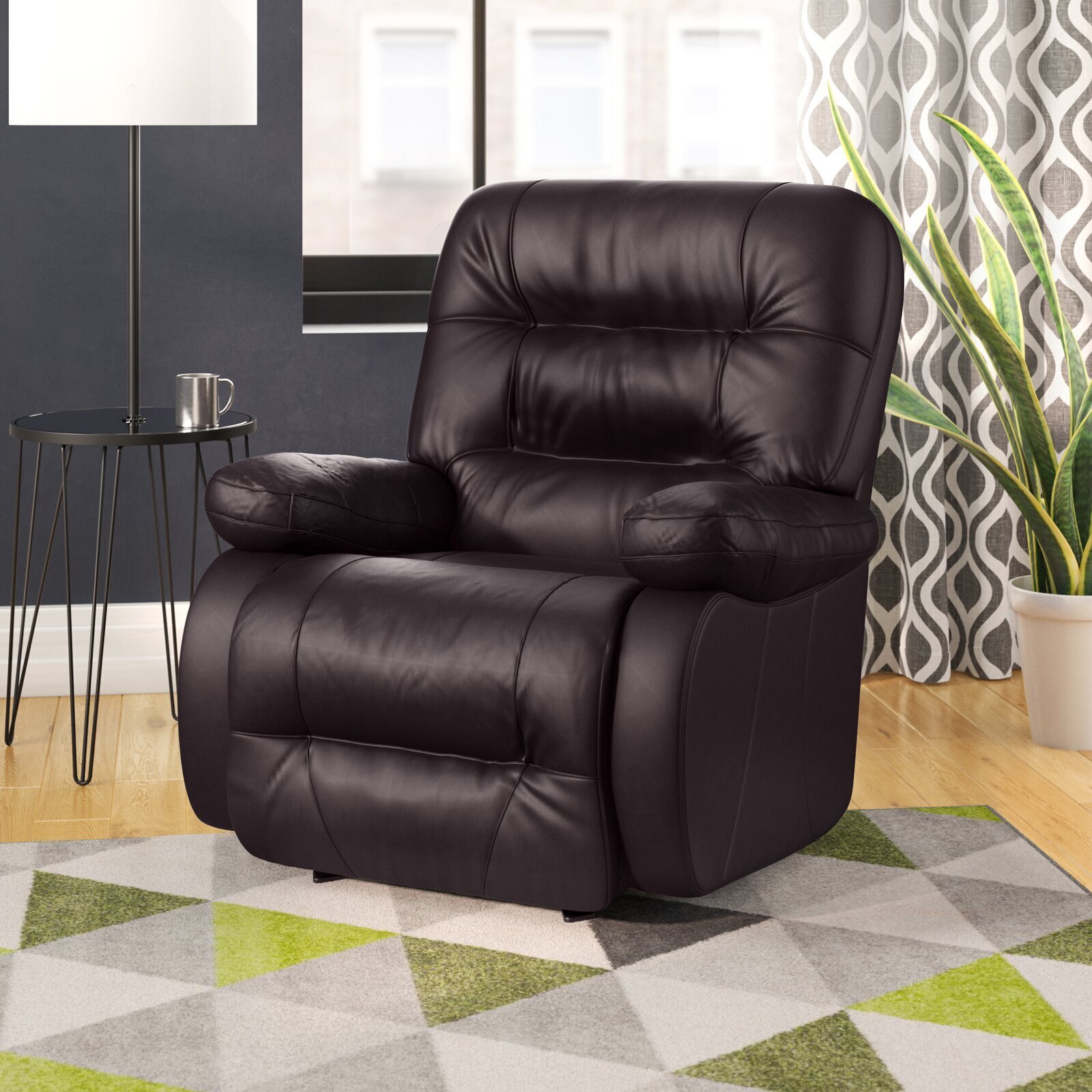 40 75” Wide Genuine Leather Manual Rocker Recliner