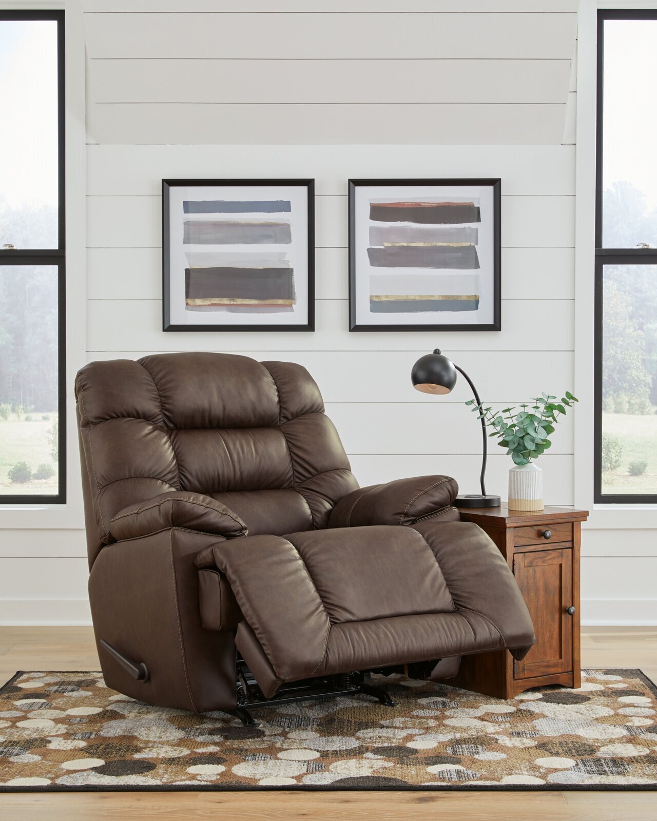 44” Wide Genuine Leather Match Manual Rocker Recliner
