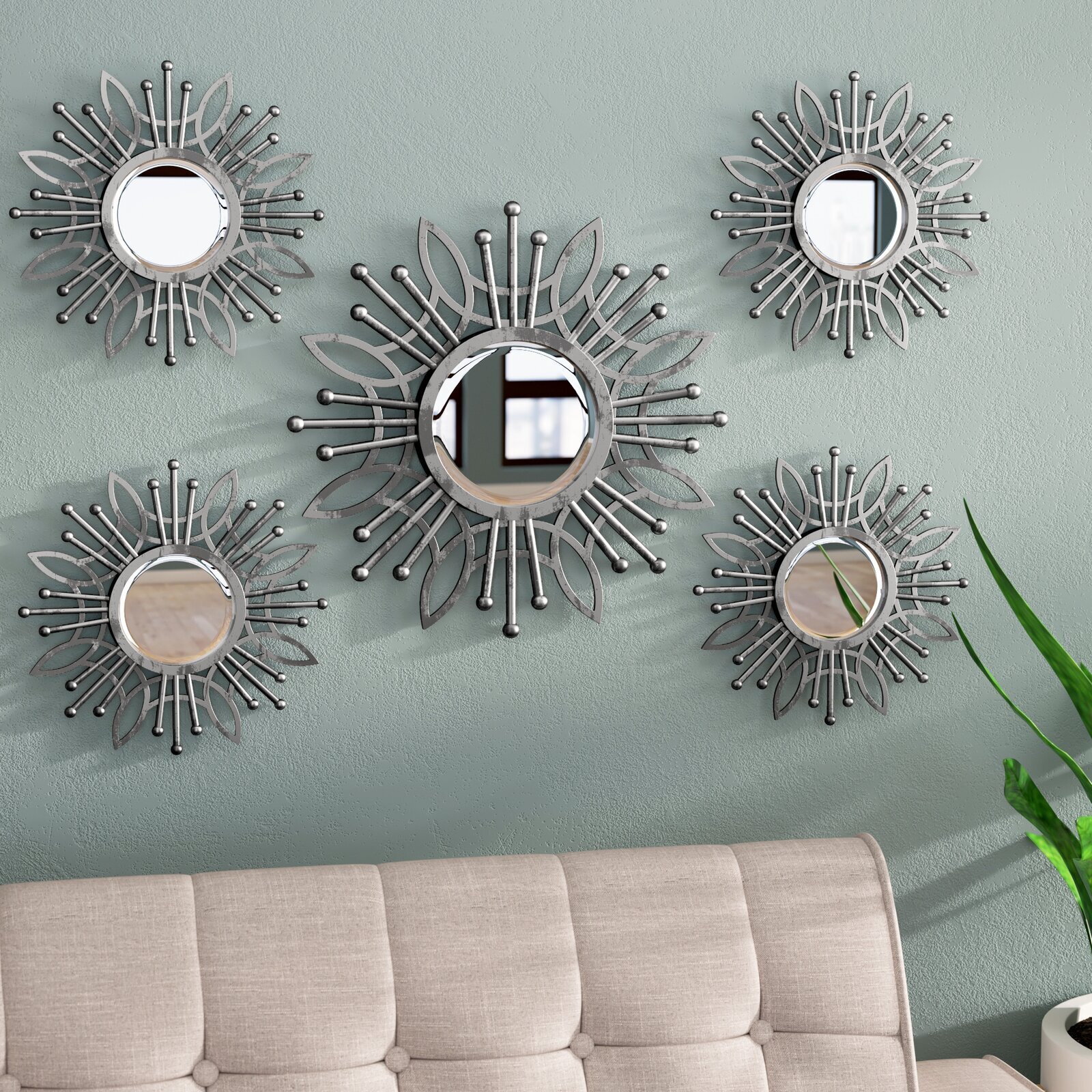 Silver Sunburst Mirrors