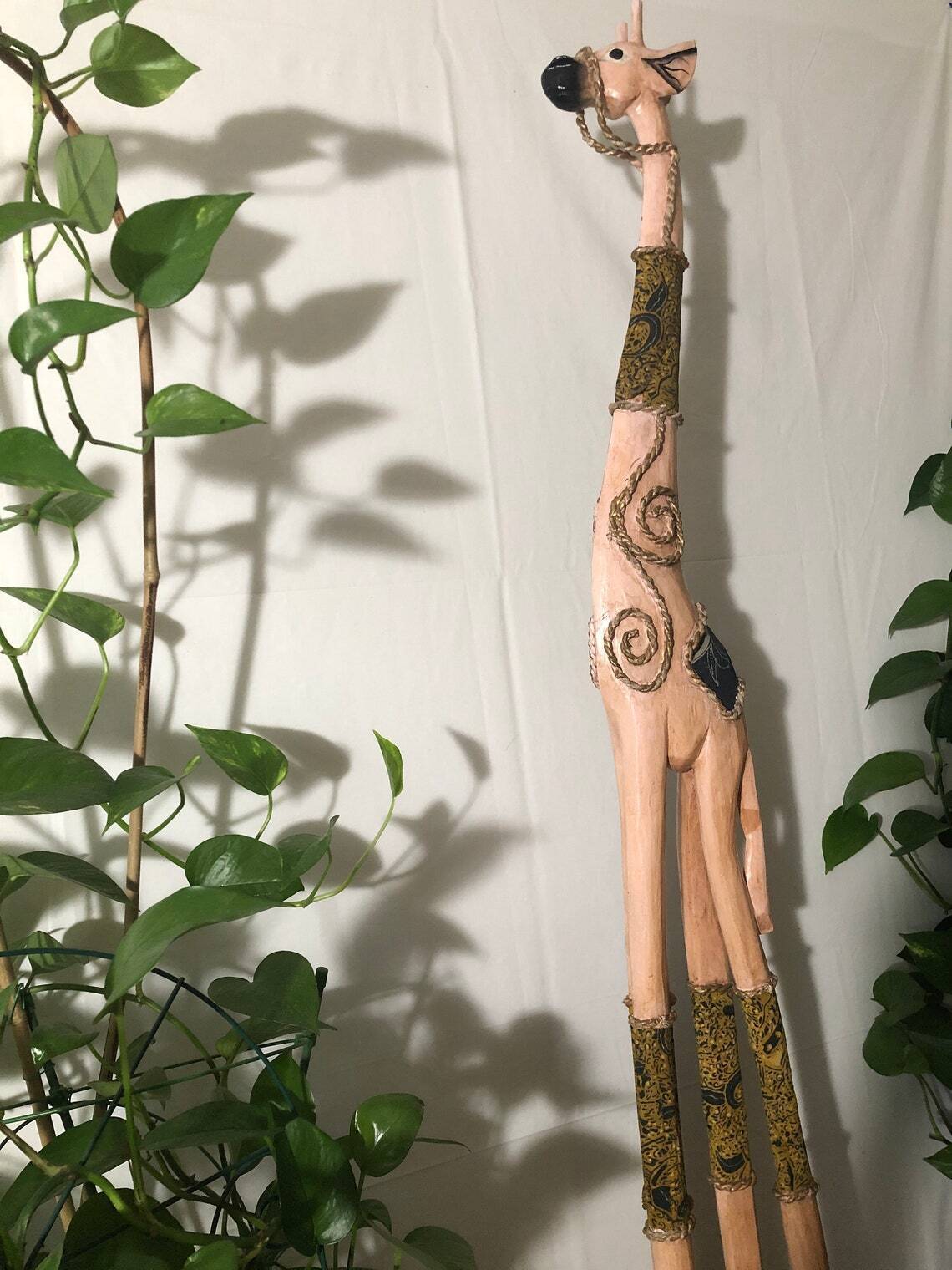 5ft Tall Wooden Giraffe with Fabric 