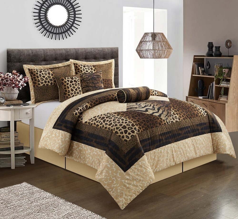 7 Piece Animal Print Comforter and Set