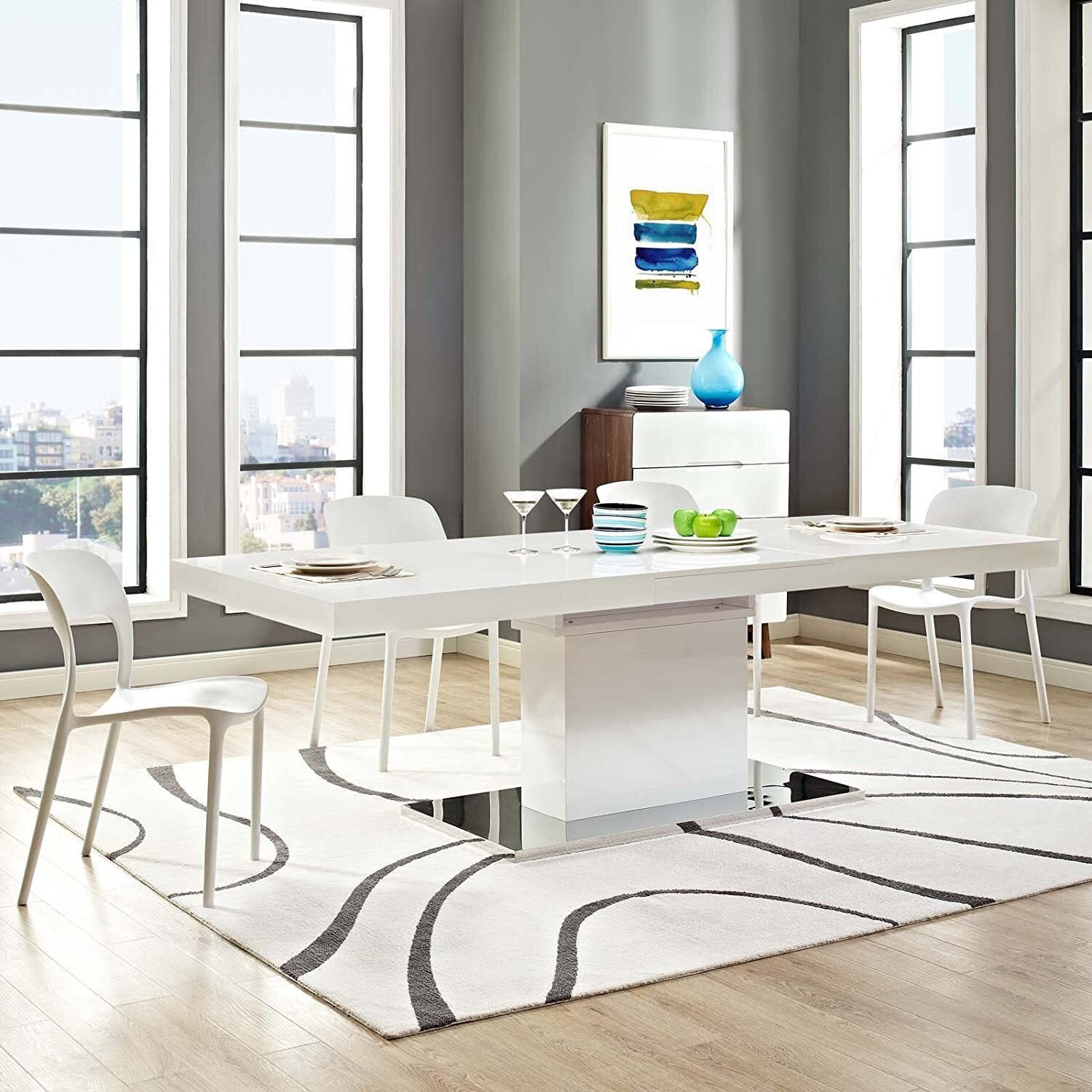 71” to 95” Contemporary Modern Expandable Dining Table