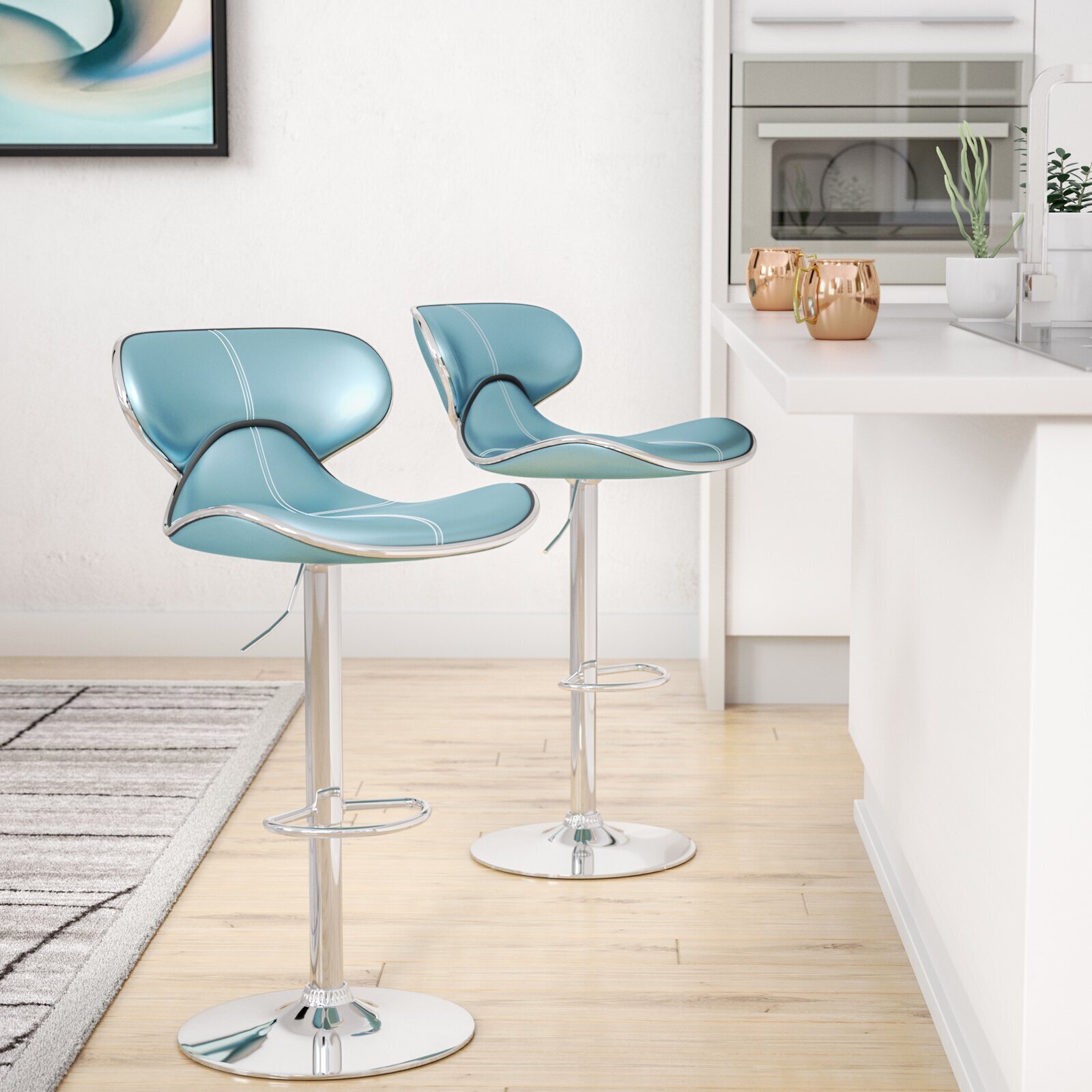 Adjustable Height Swivel Bar Stool (Set of 2)