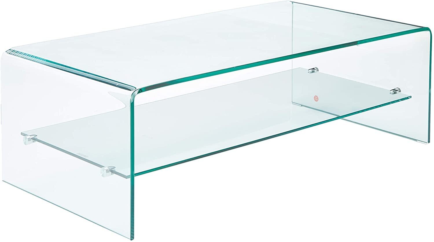 All Glass Coffee Table with Shelf