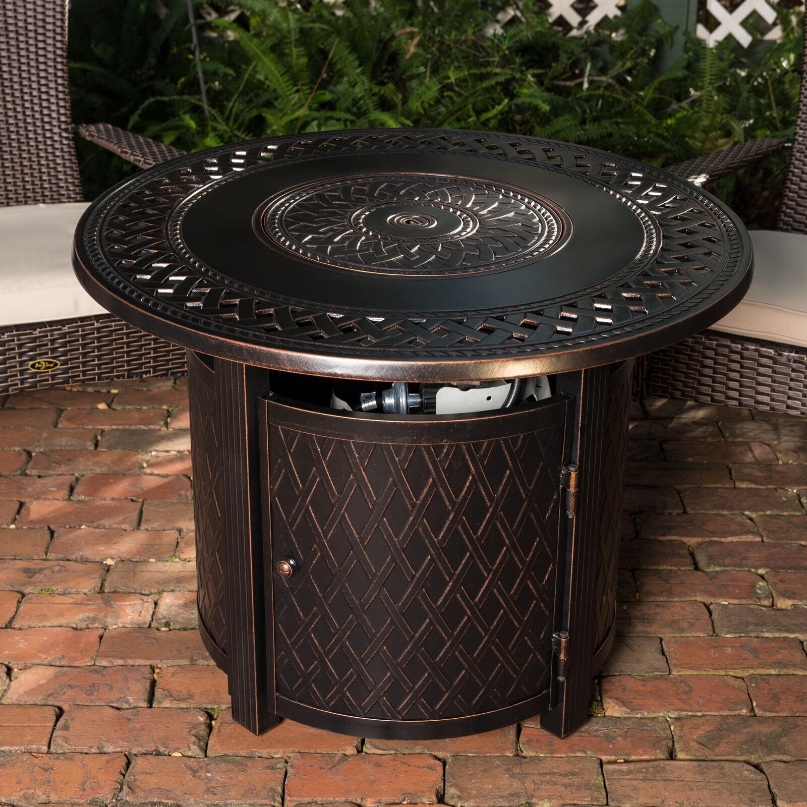 Aluminum Table With Fire Pit in Middle