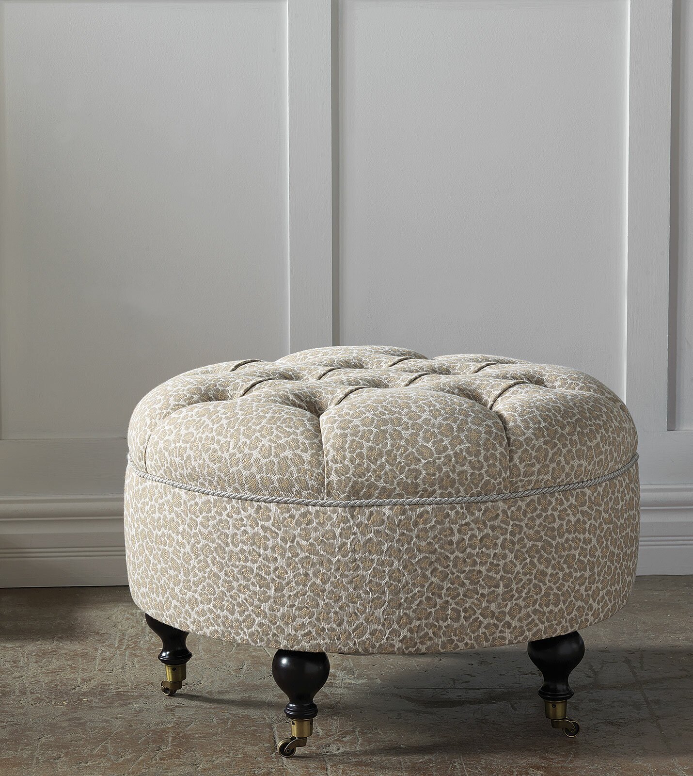 Animal Print Rolling Ottoman