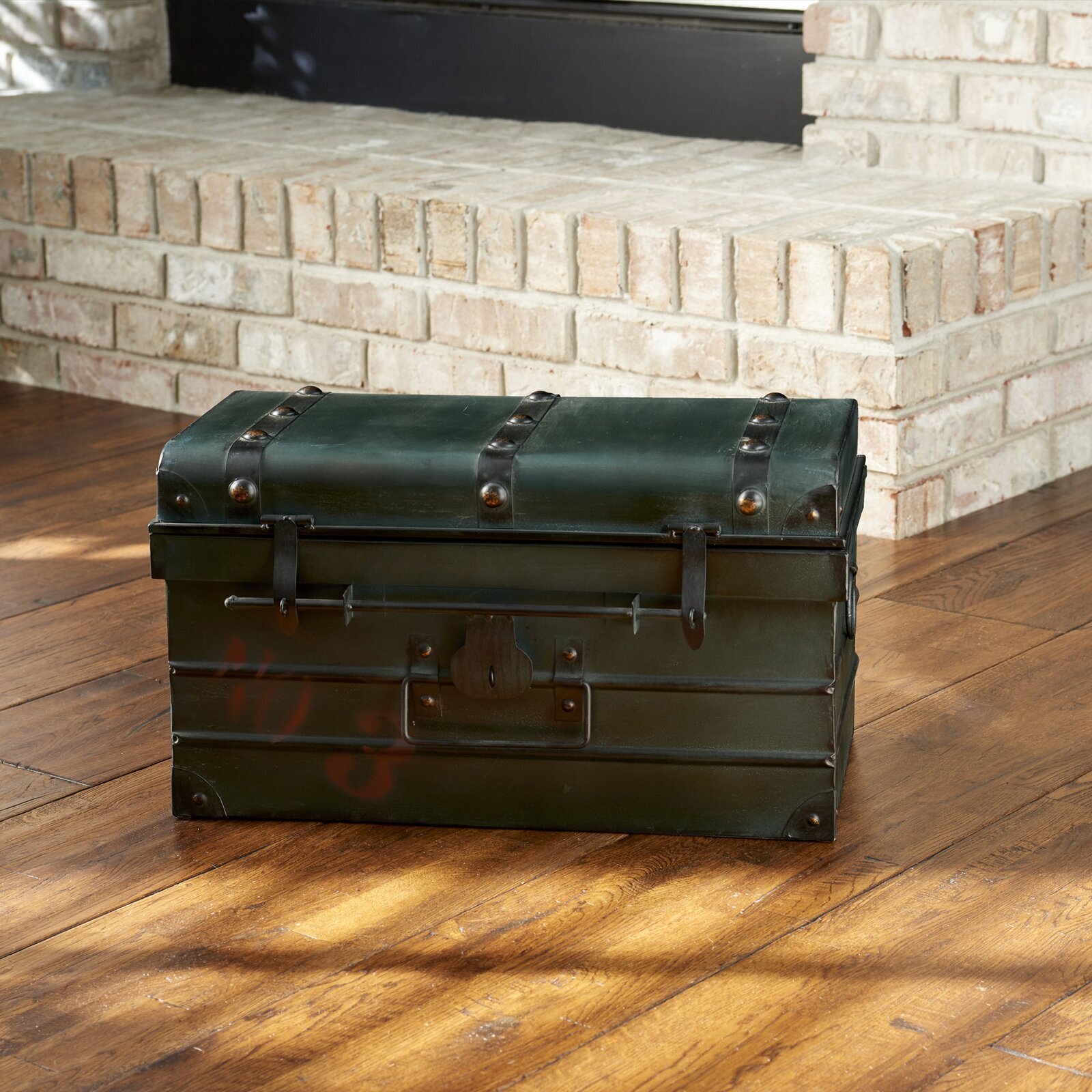 Antique Industrial Metal Storage Trunk