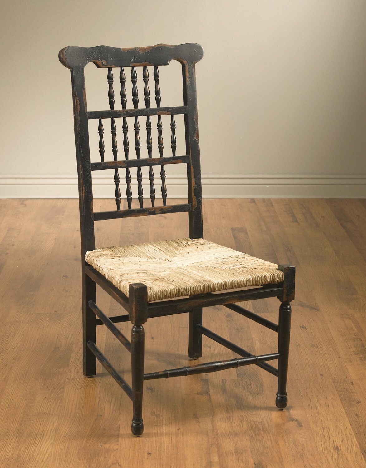 Antique Ladder Back Chair with Rush Seat 