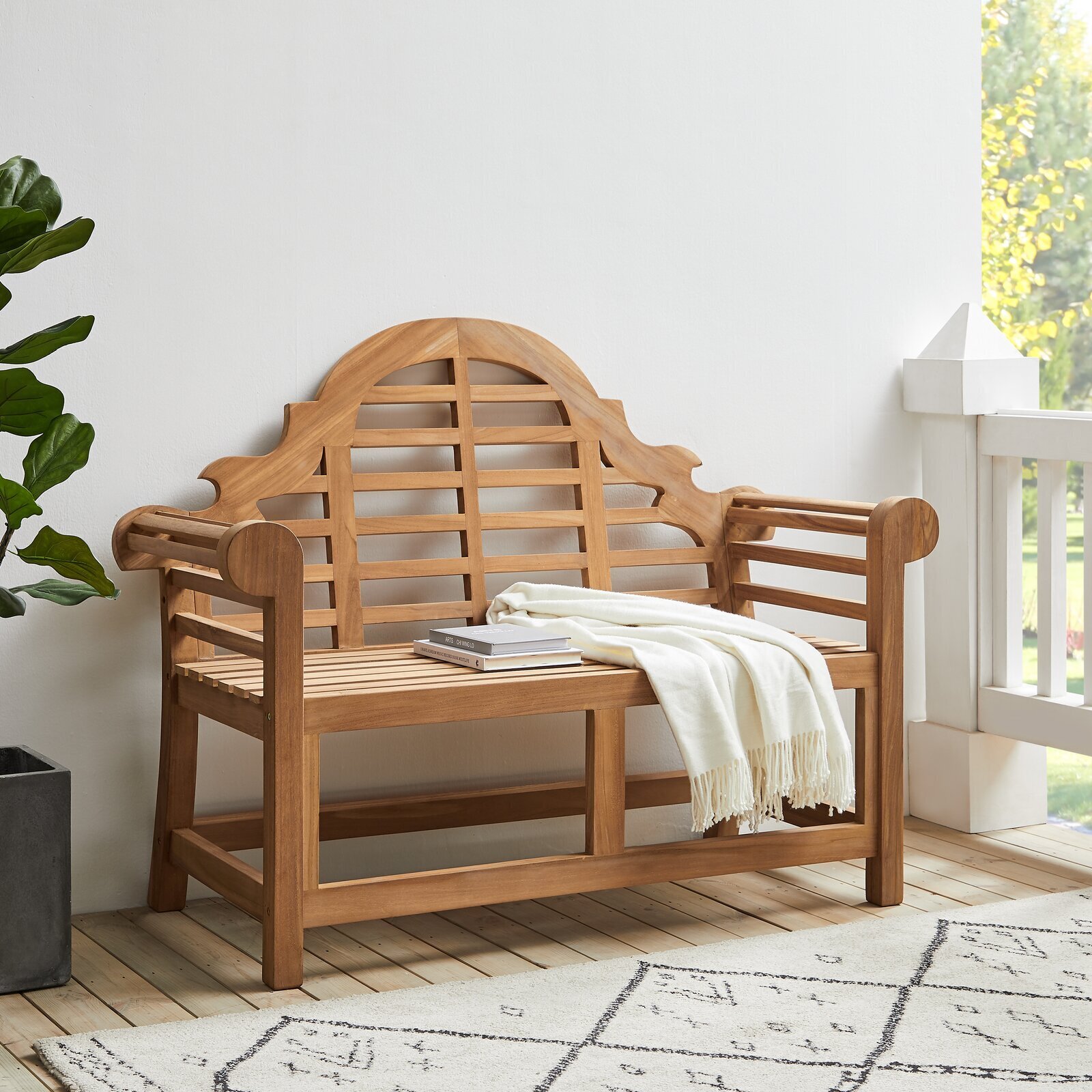 Arch Backed Traditional Teak Bench