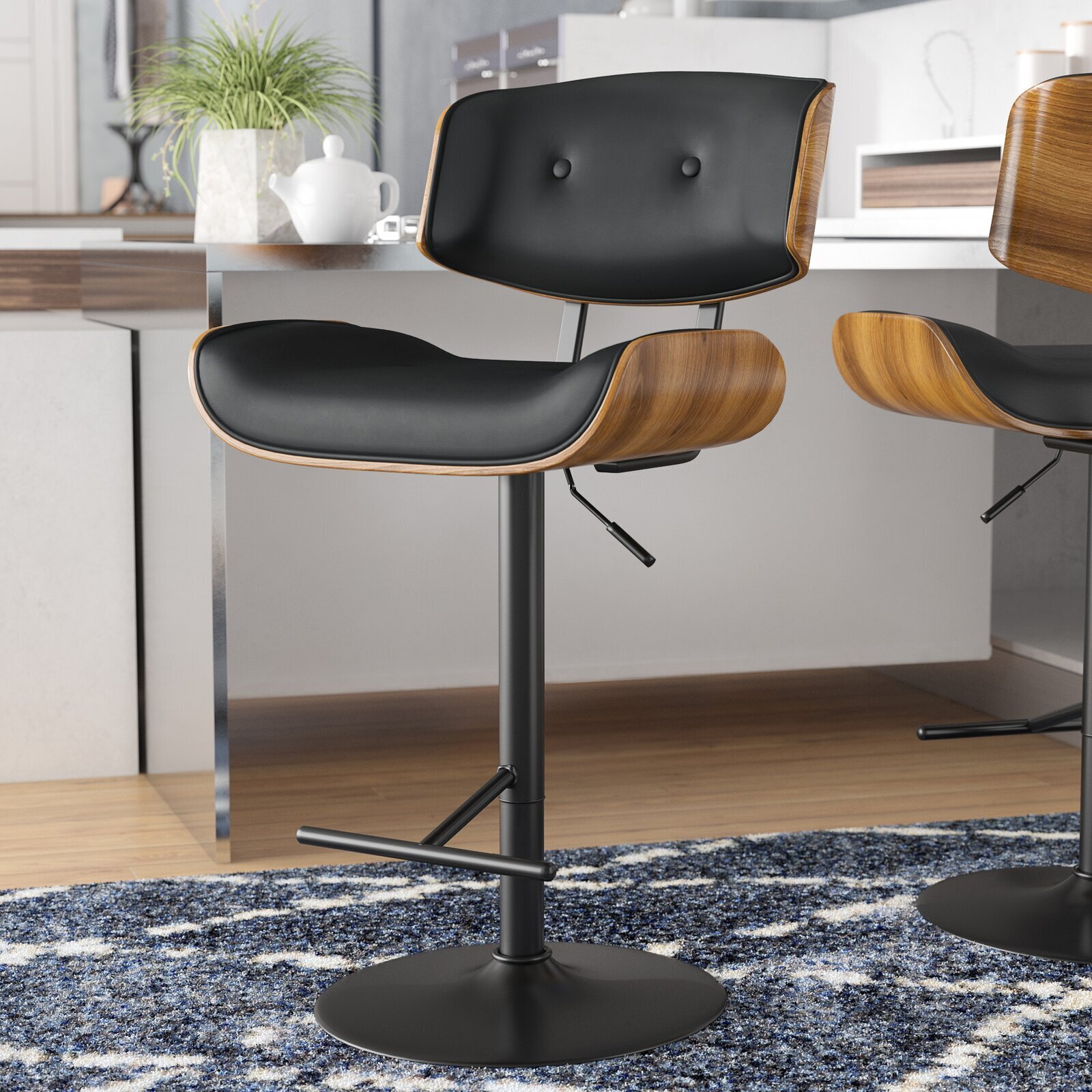 Armless Sling back Pedestal Stool