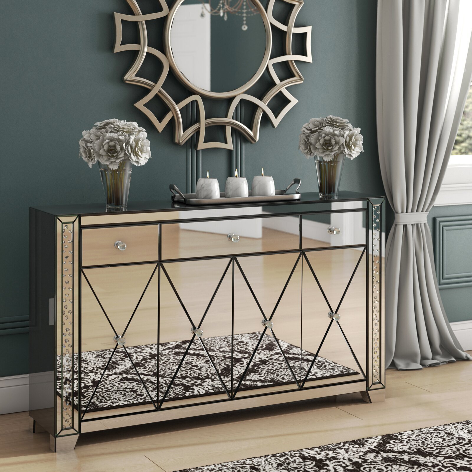Art Deco Mirrored Credenza
