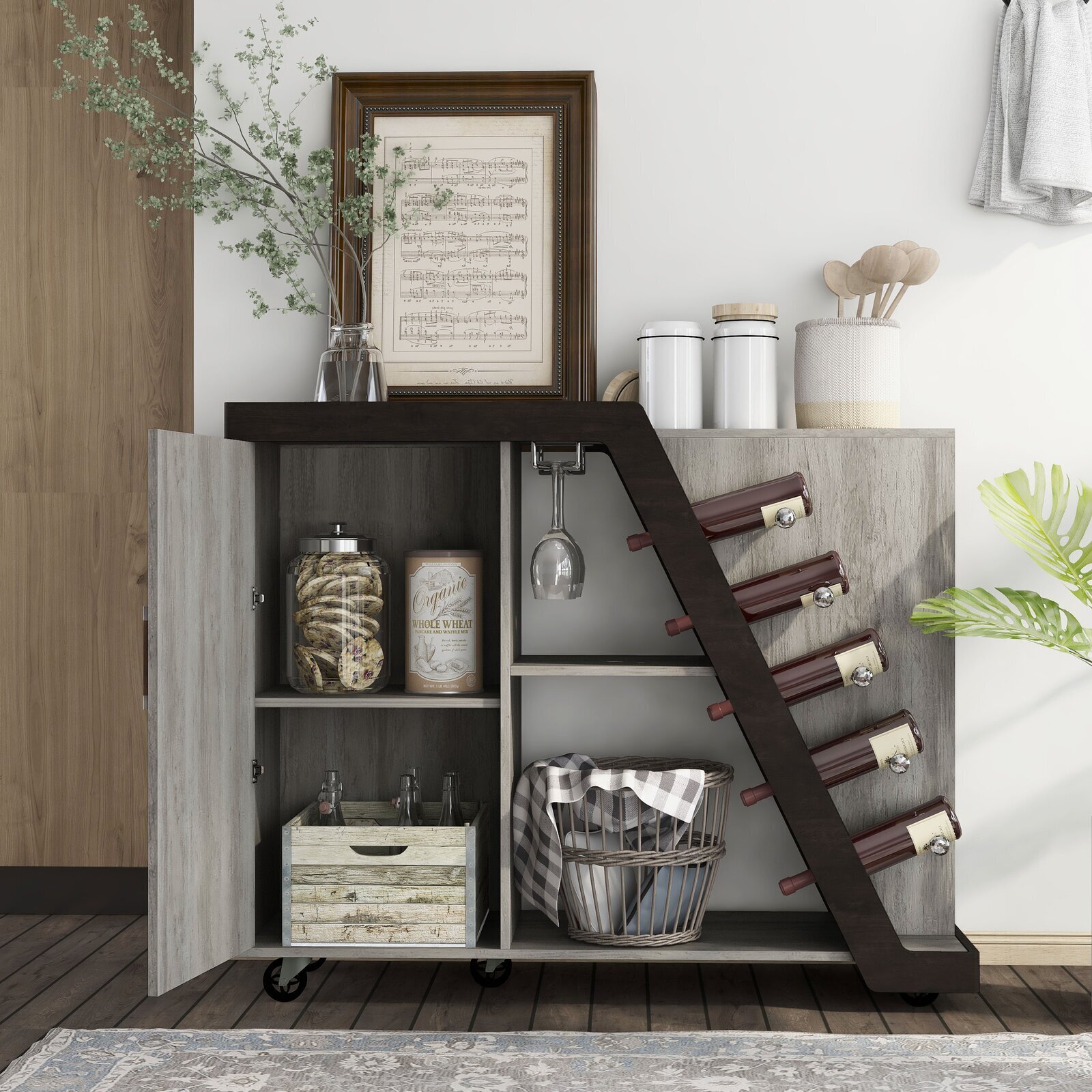 Asymmetrical Mobile Bar for Small Apartment 