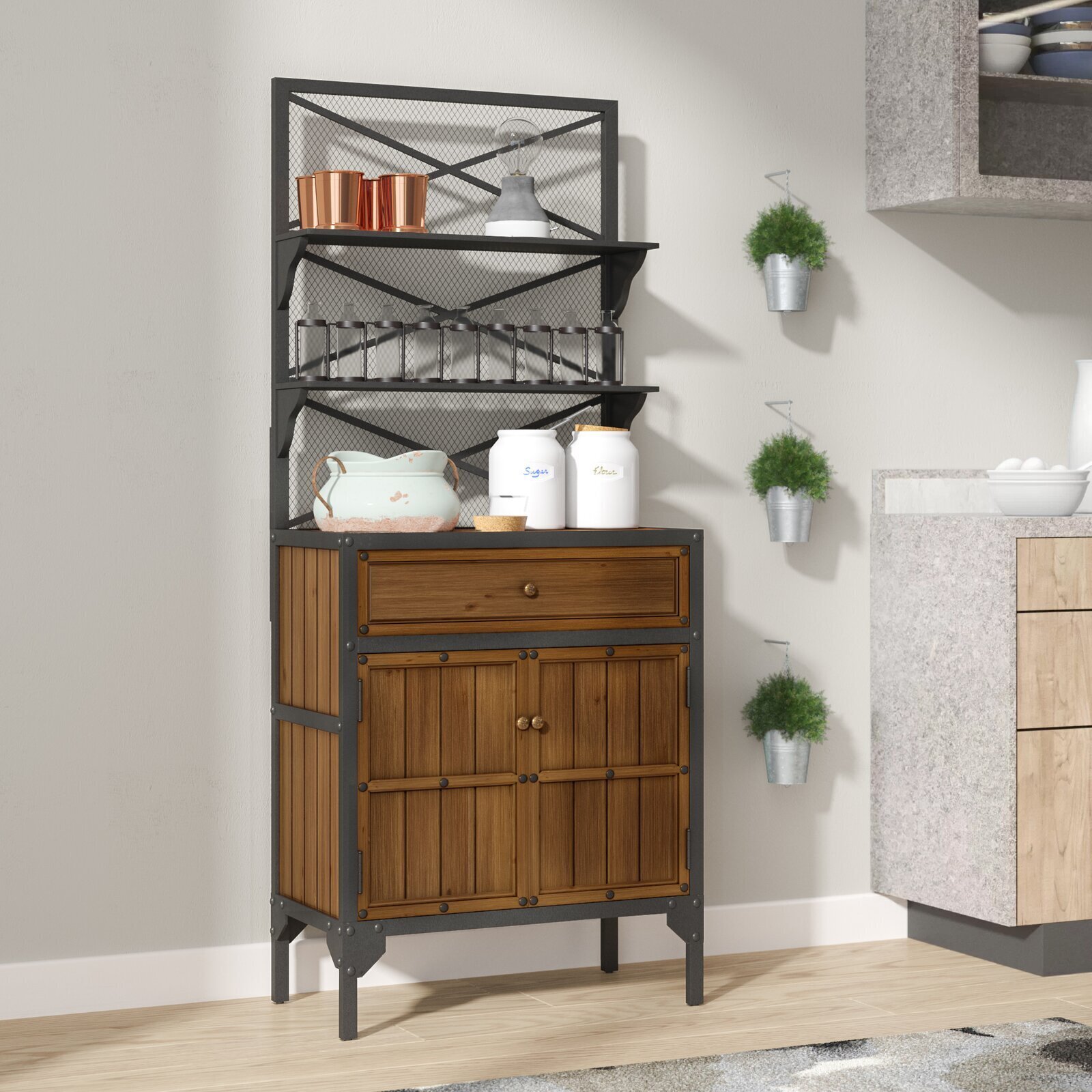 Bakers rack with drawers & extra features