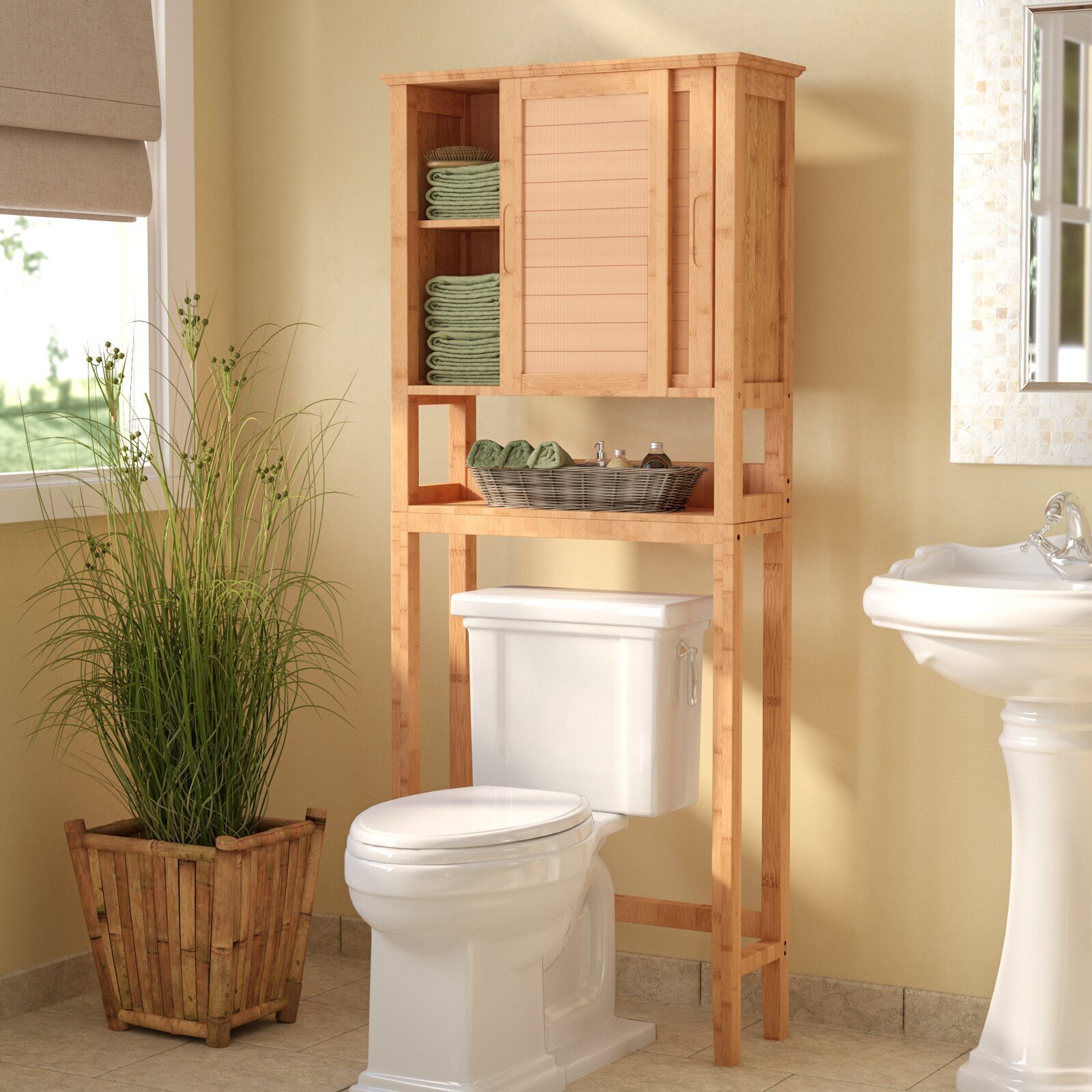 Bamboo Over Toilet Shelf Decor