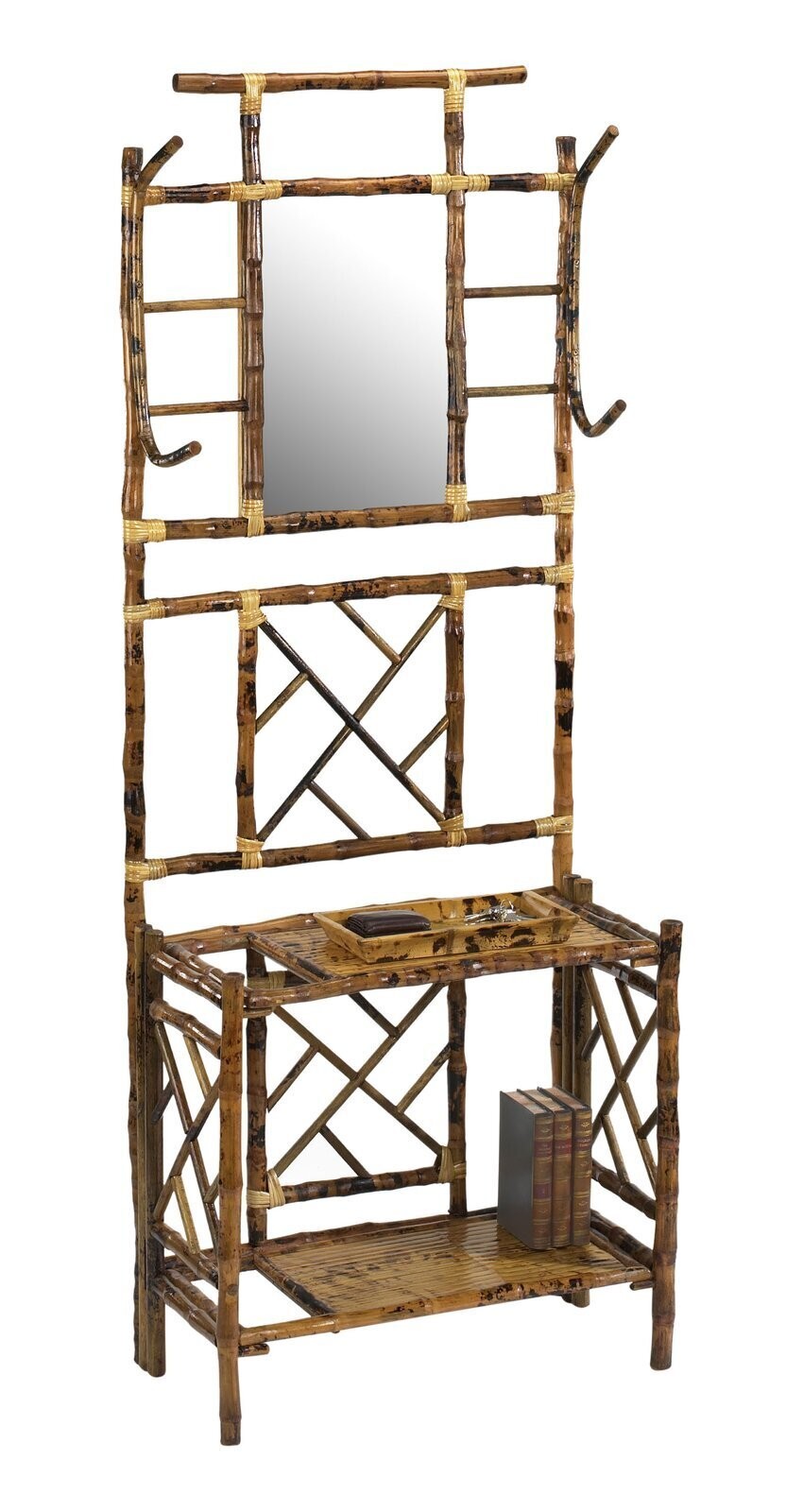 Bamboo styled Hall Tree with Mirror