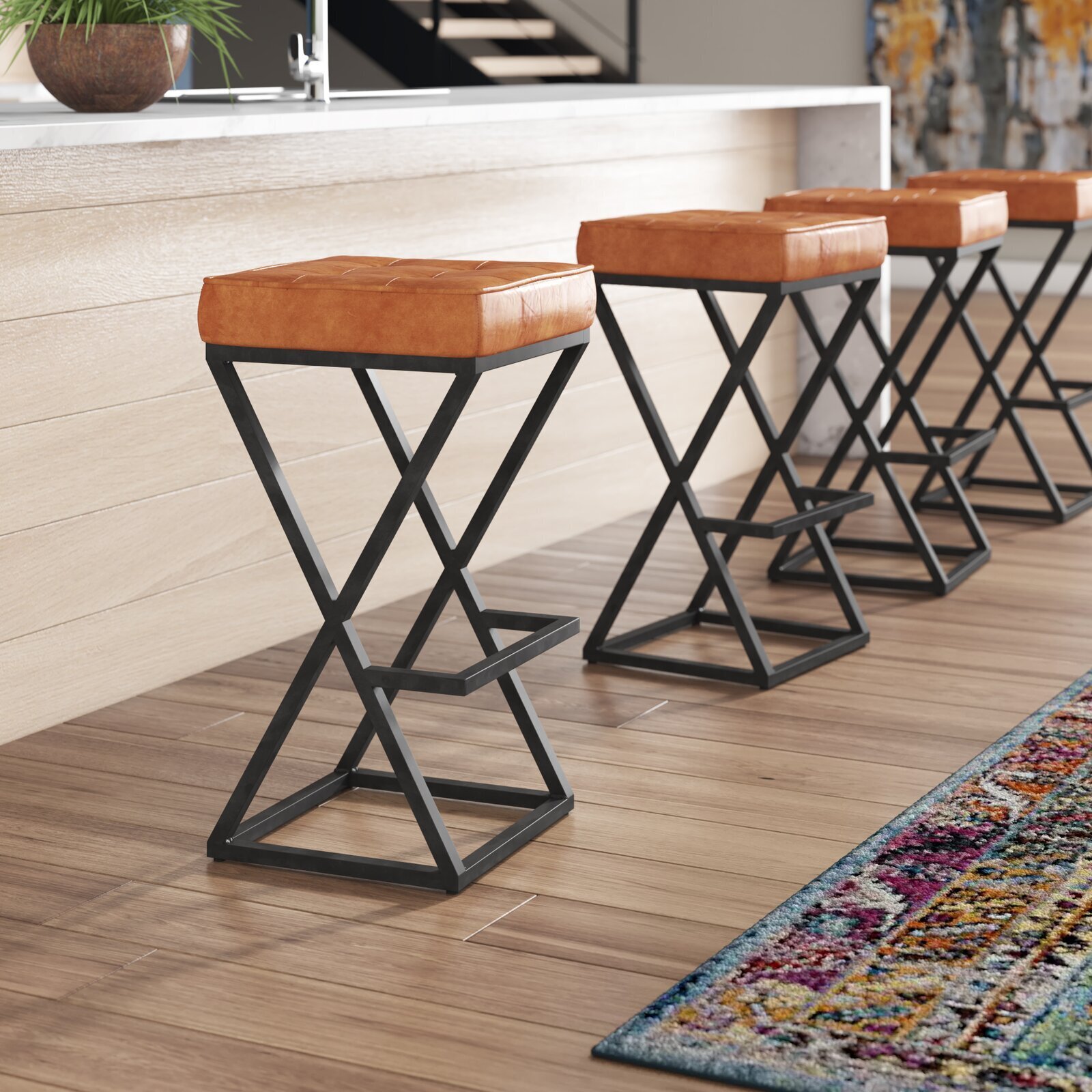 Bar Stool with X Base