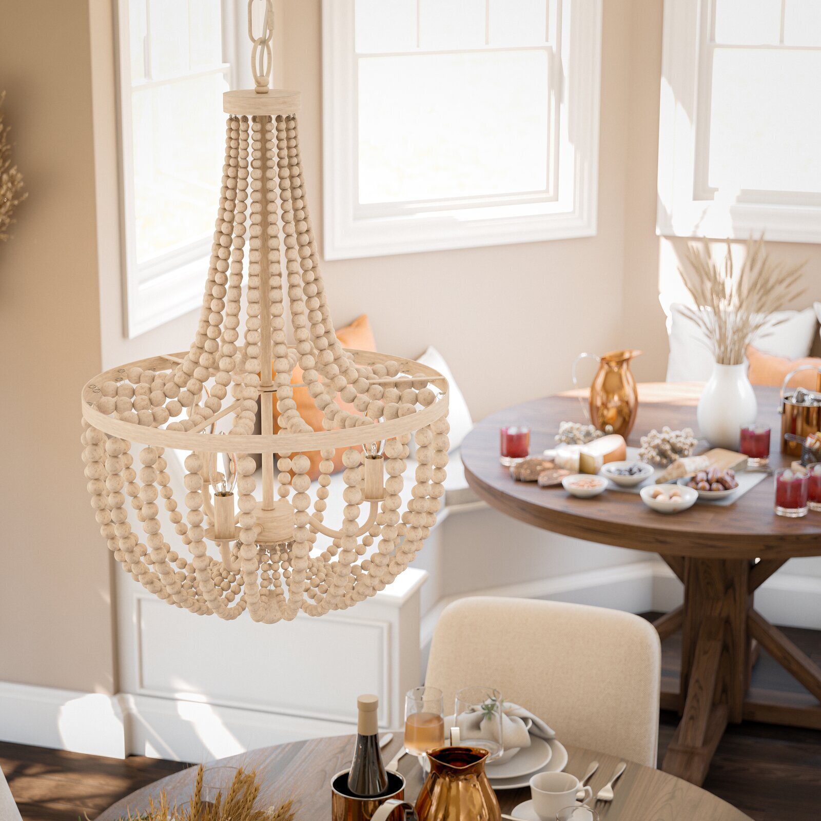 Beaded Antique Metal Chandelier
