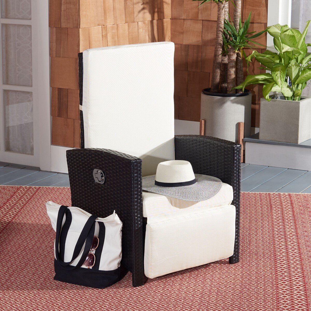 Black Rattan Recliner