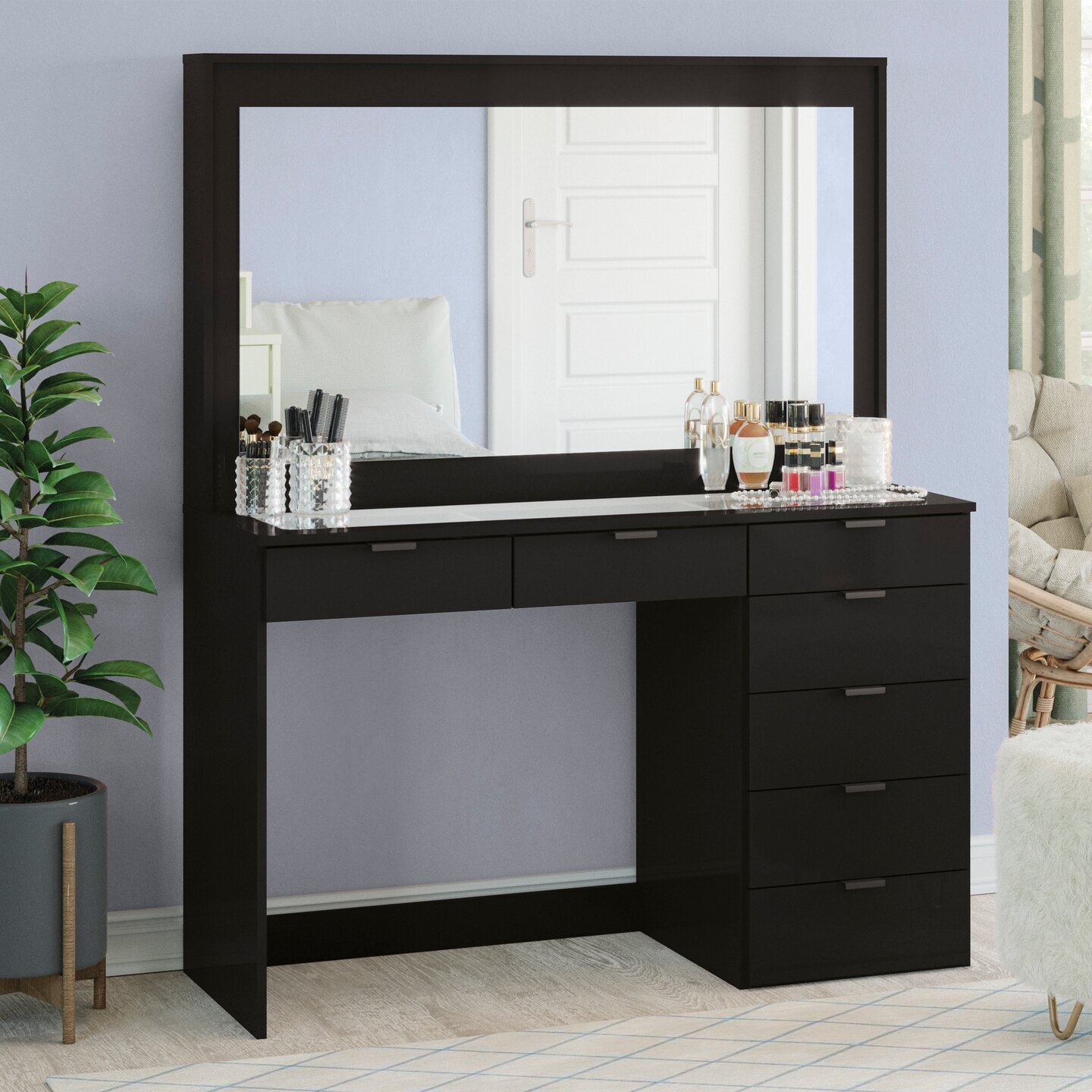Black Vanity With Mirror