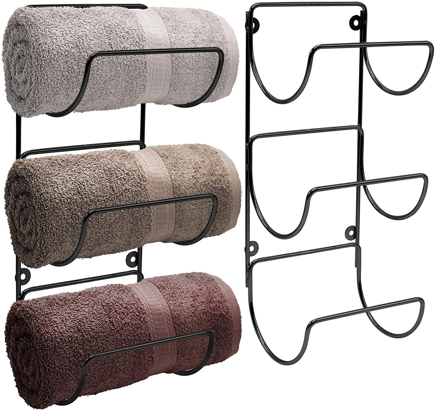 Black Wire Mounted Towel Rack Set Of 2