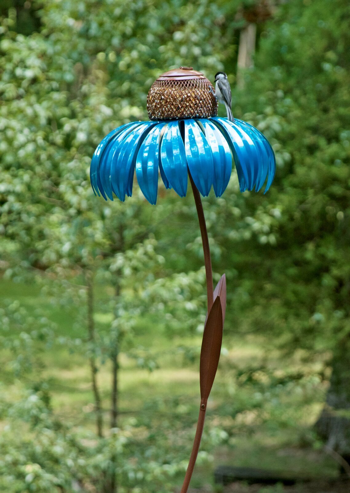 Blue Flower Free Standing Bird Feeder 