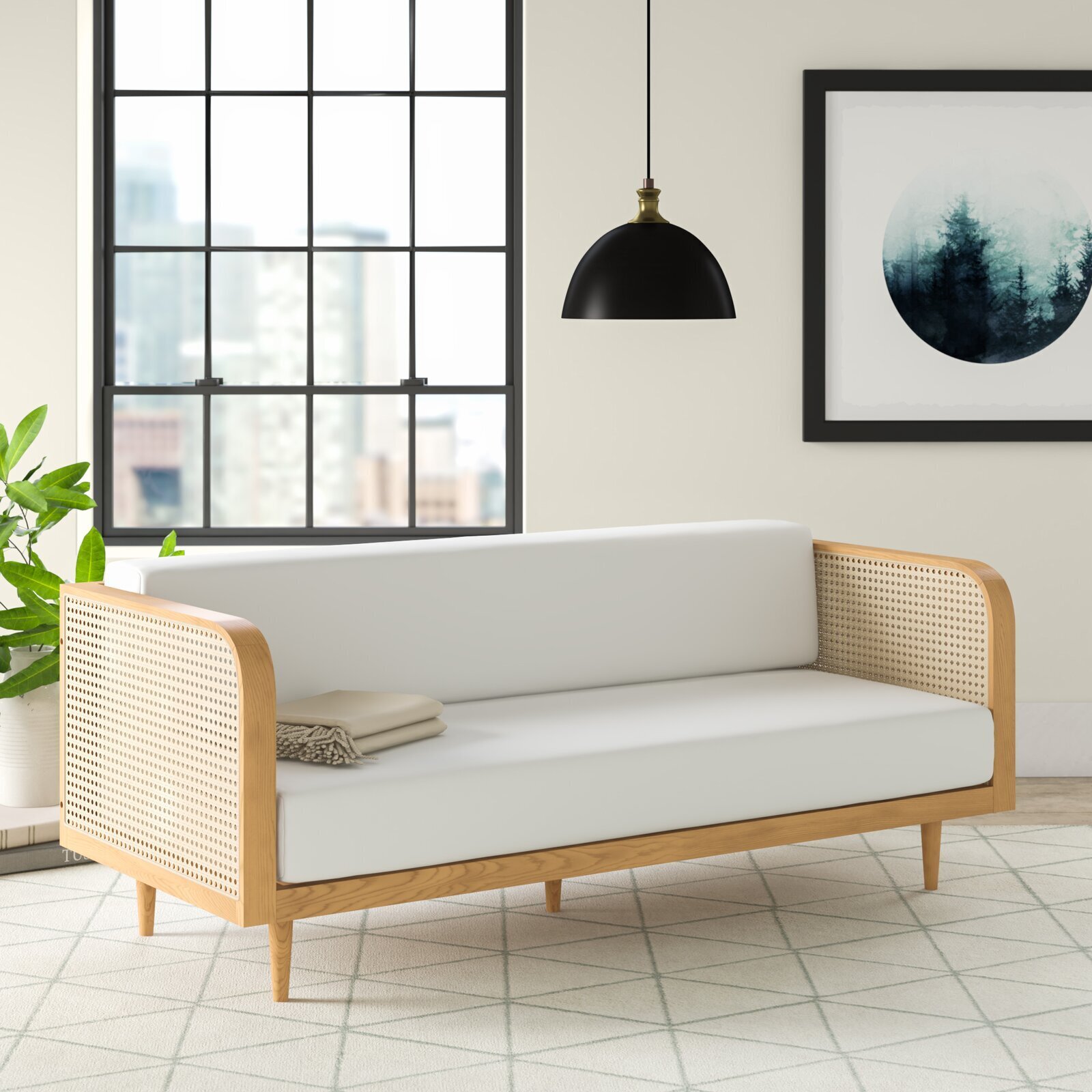 Boho natural solid wood daybed