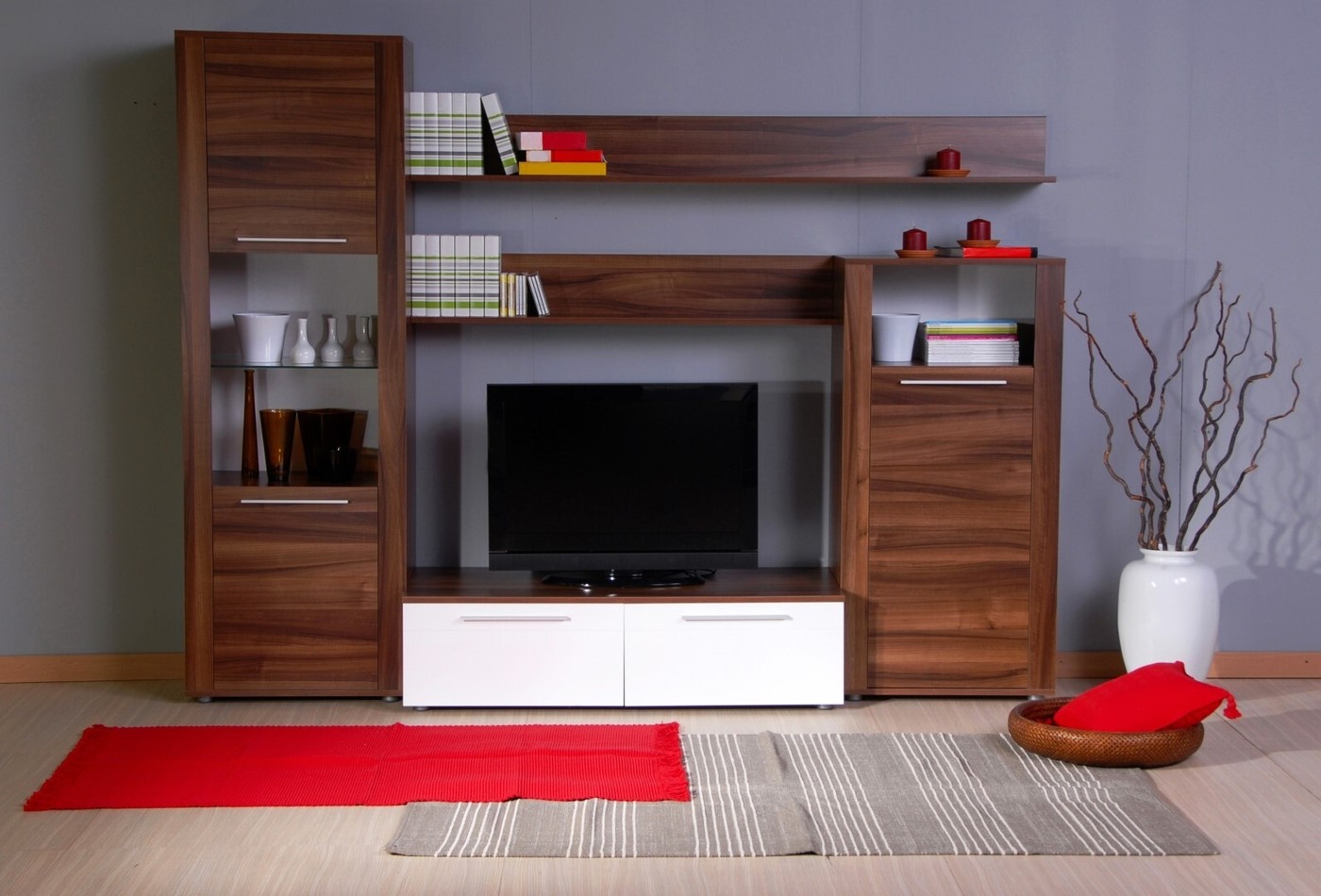 Brown red living room