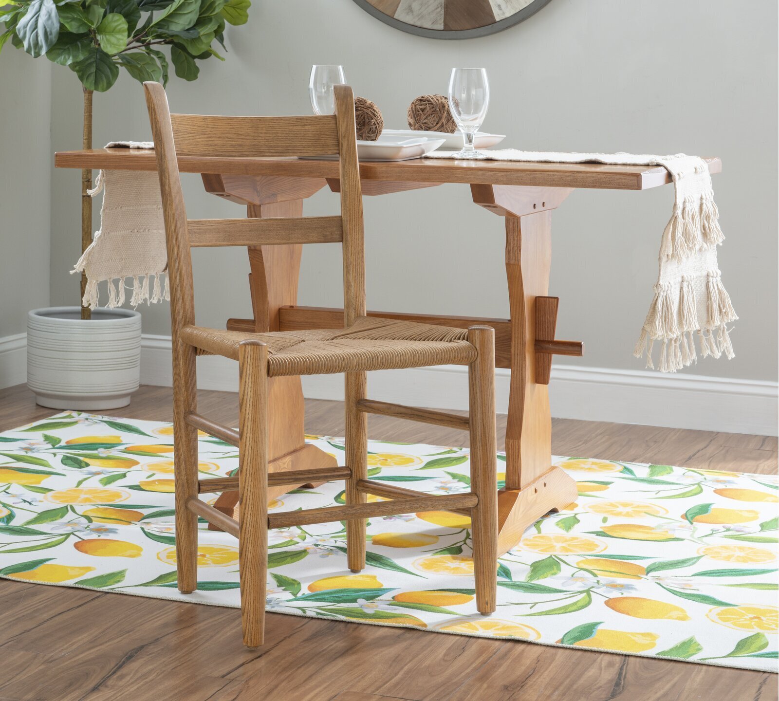 Brown Solid Wood Ladder Back Chair 