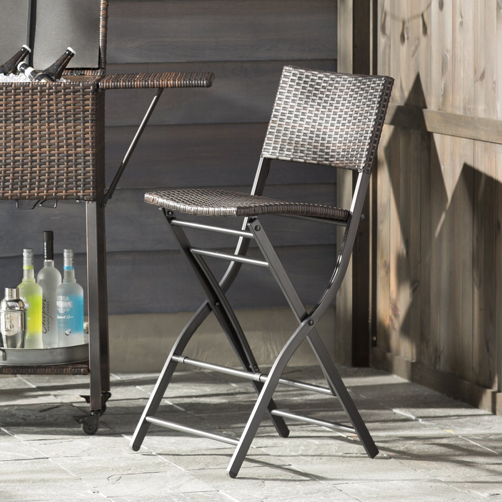 Brown Wicker Patio Bar Stool