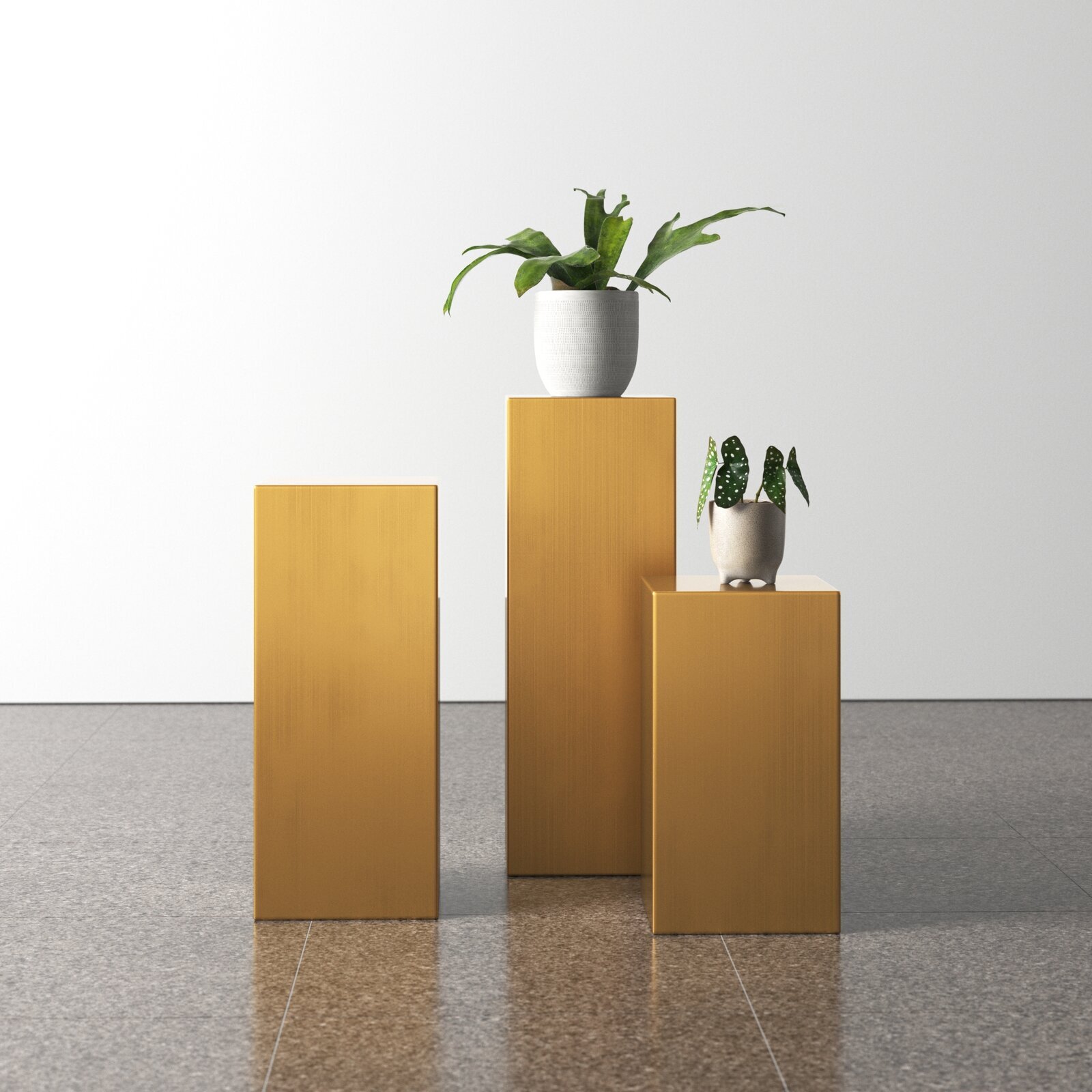 Brushed Brass Corner Plant Stands