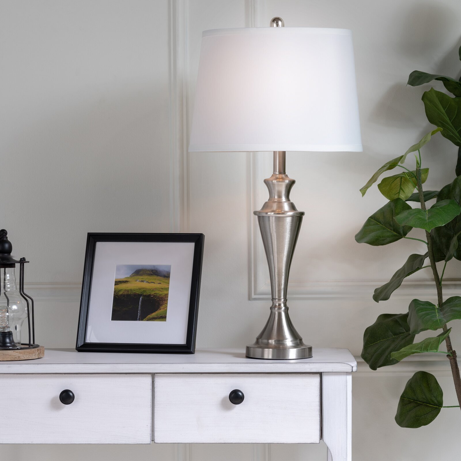 Brushed nickel Pewter table lamp