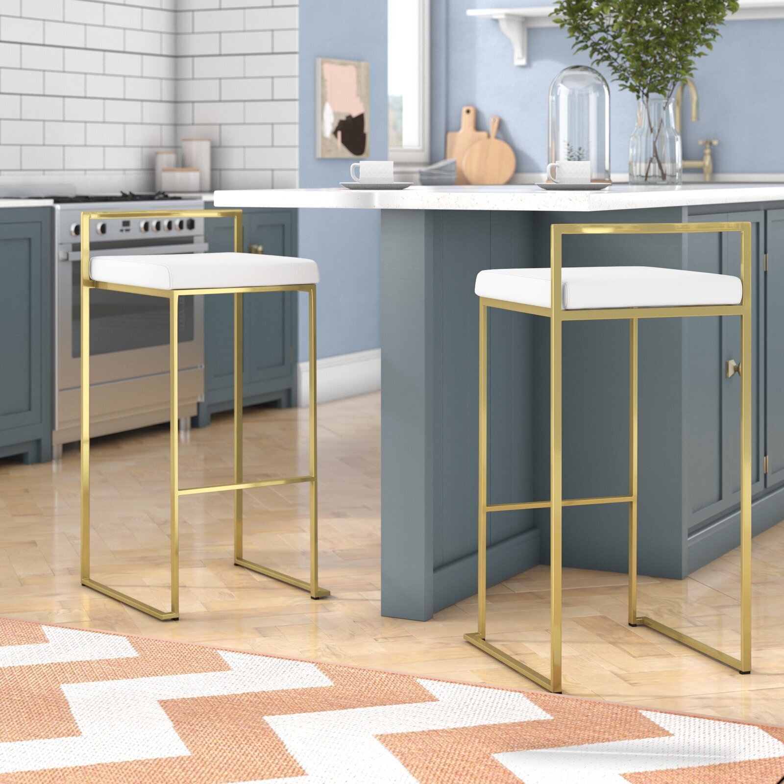 Brushed Steel Counter Stool (Set of 2)