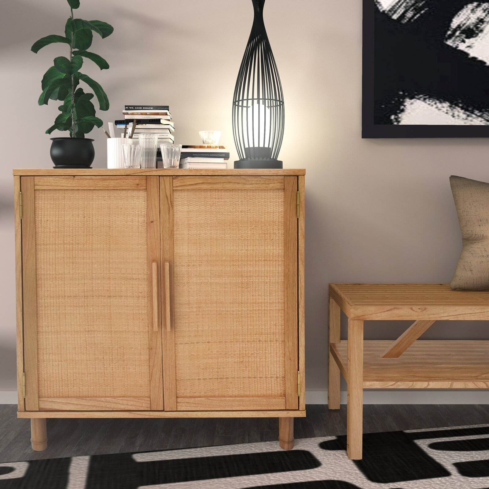 Cabinet with Rattan Doors